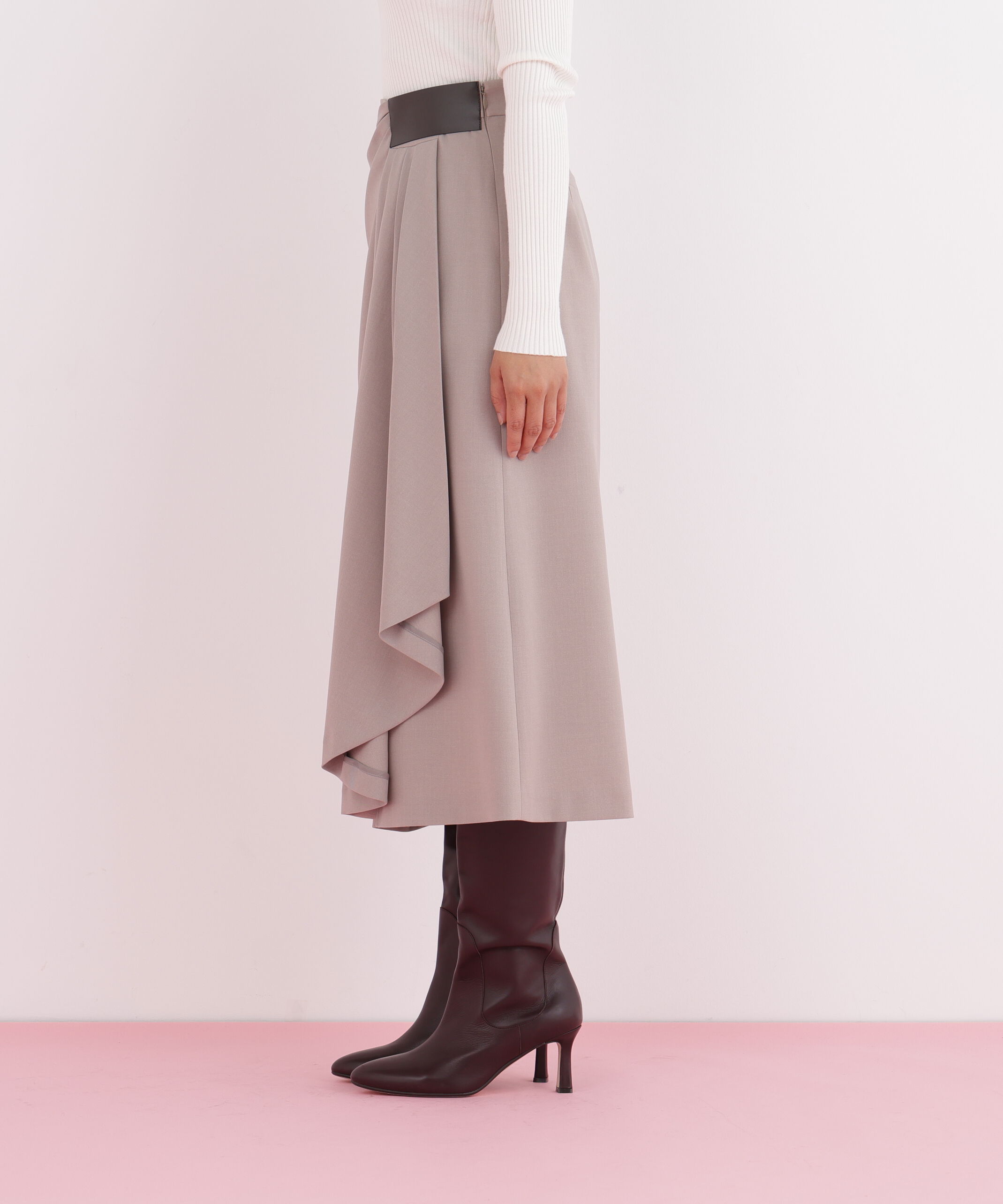  「サイドパッチタックスカート」|スカート|