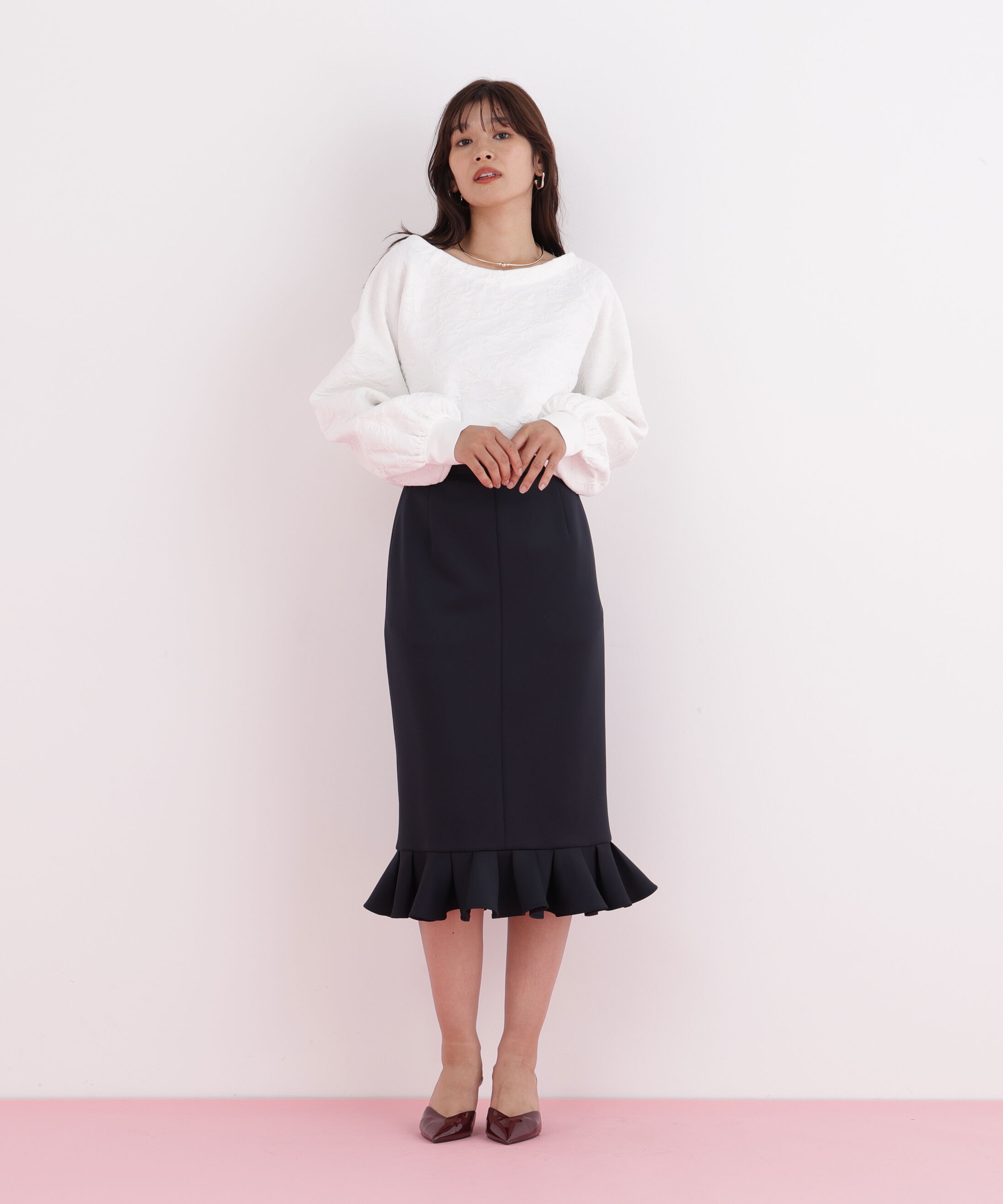  「ラッフルヘムジャージスカート」|スカート|