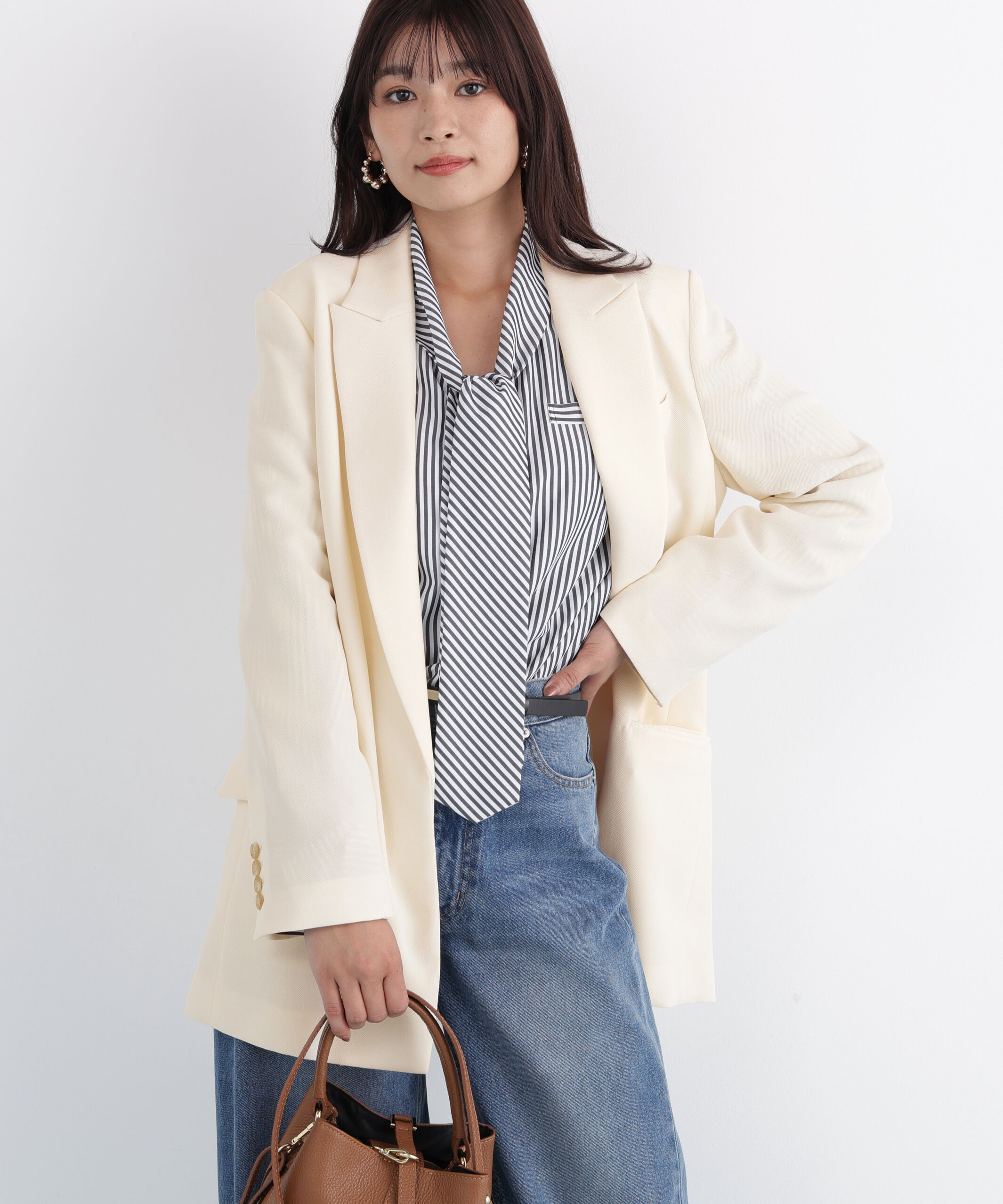  「ストライプスリーブジャケット」|その他|エクリュ1