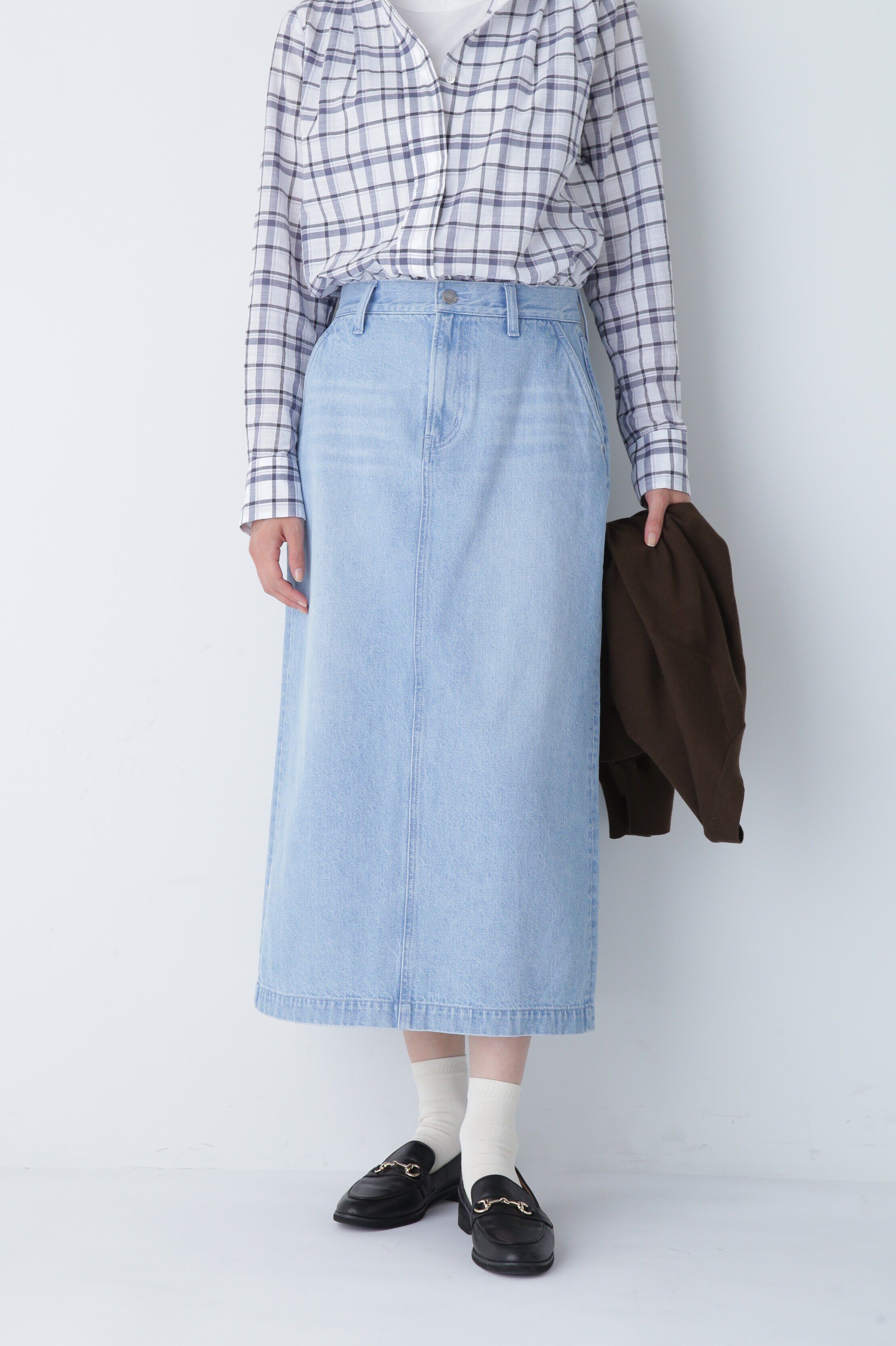  「◆ストレートデニムスカート」|スカート|ブルー