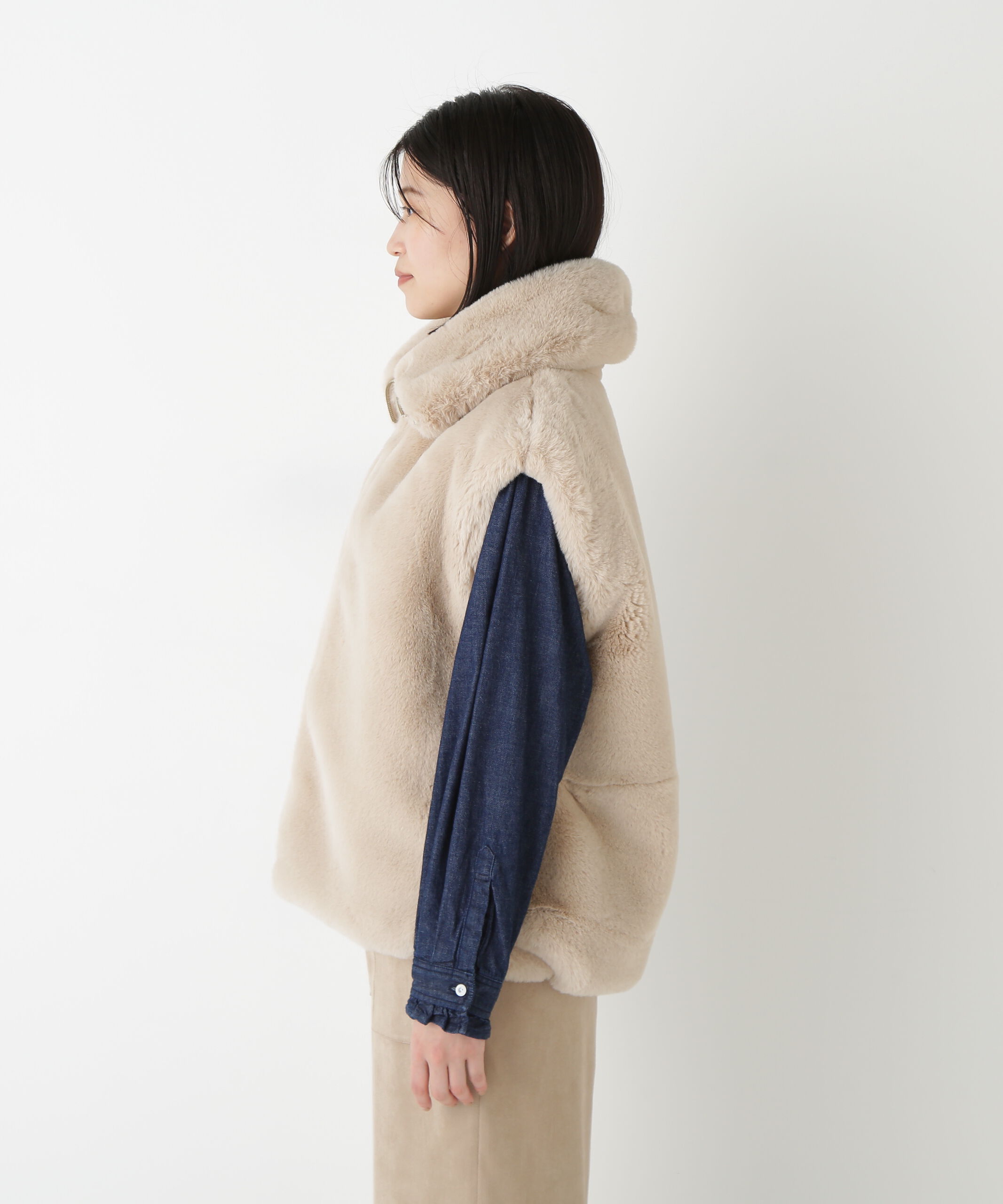  「◆フェイクファーコクーンジレ」|ブルゾン・スタジャン|