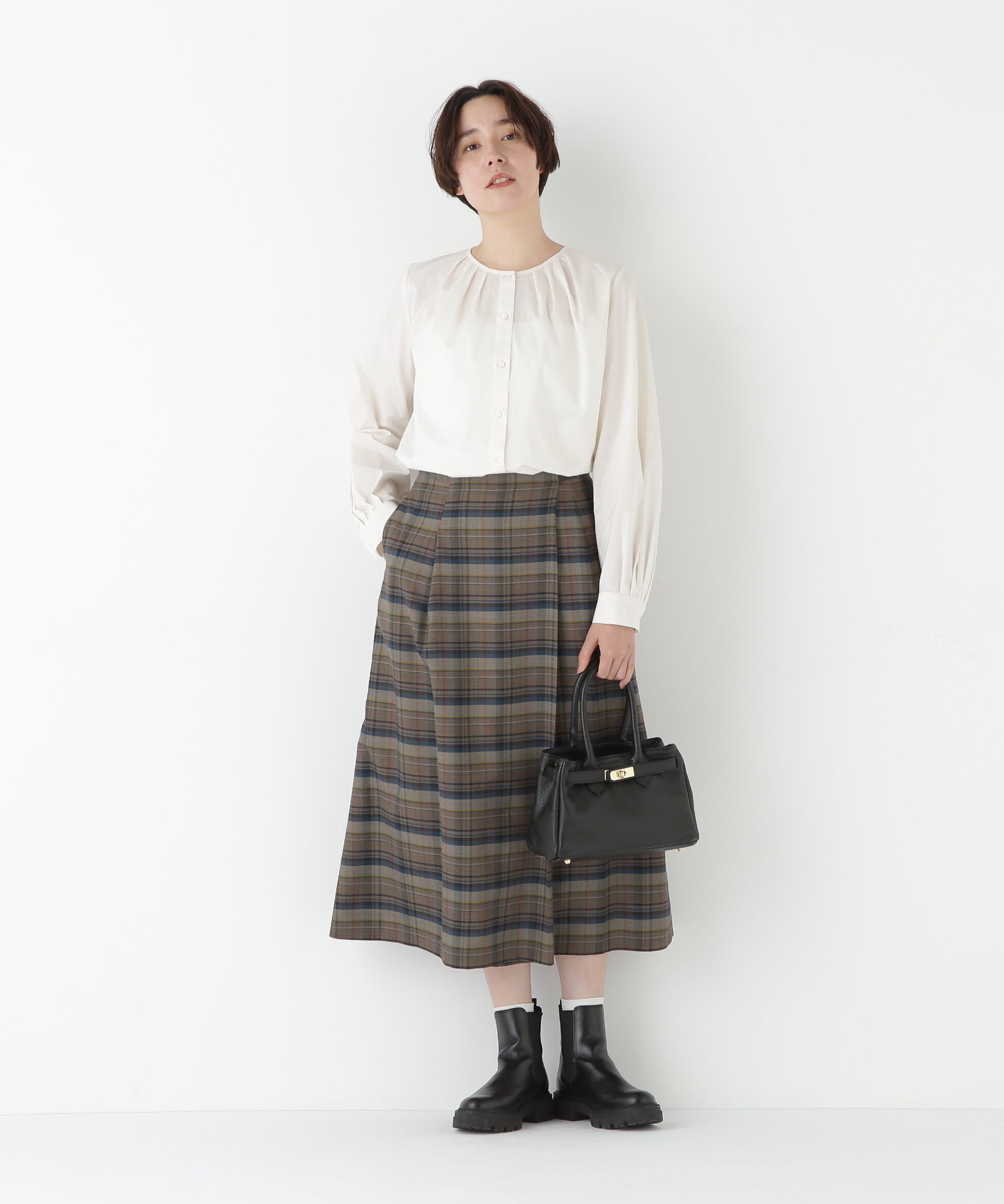  「◆ノーカラータックブラウス」|シャツ・ブラウス|