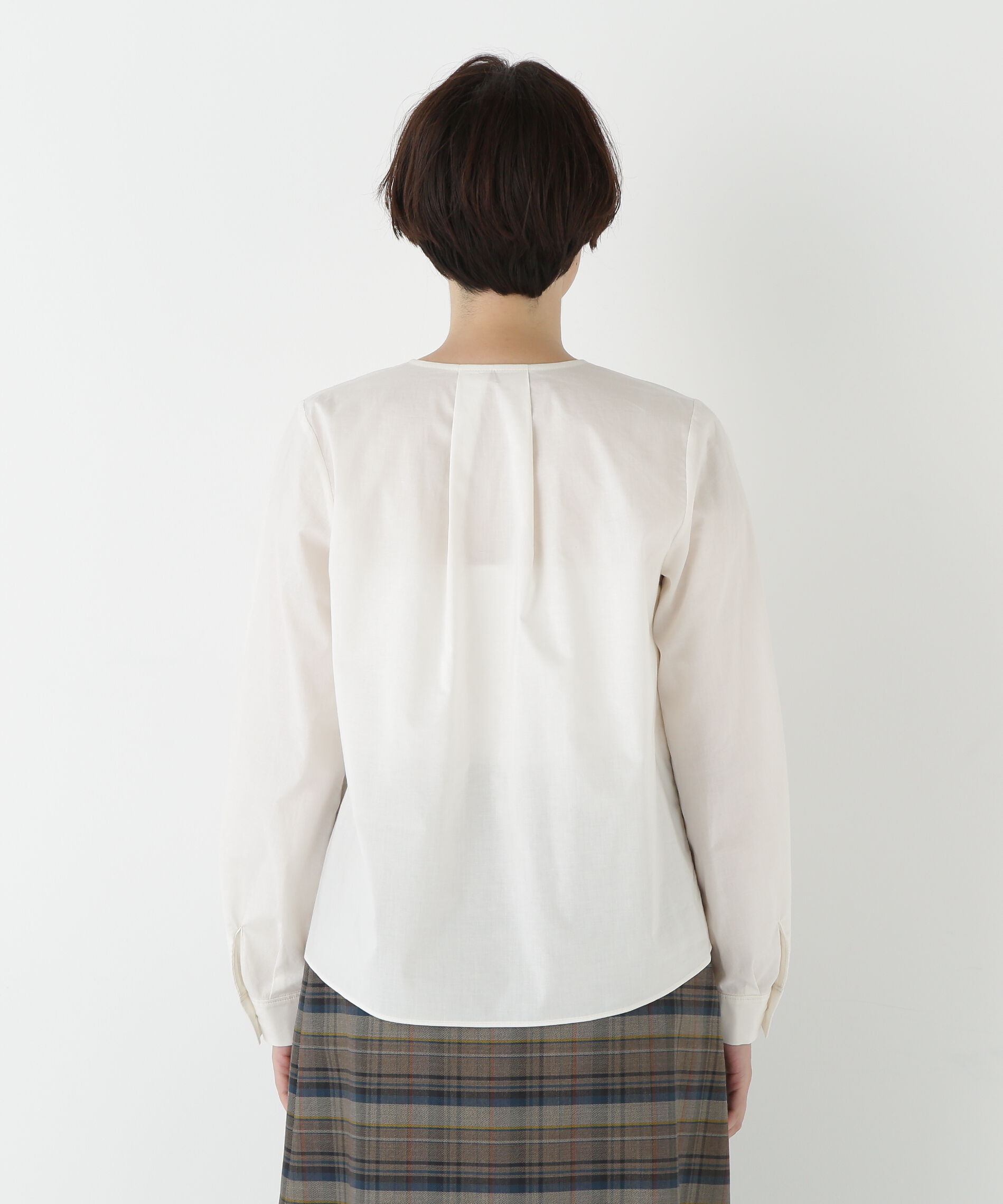  「◆ノーカラータックブラウス」|シャツ・ブラウス|