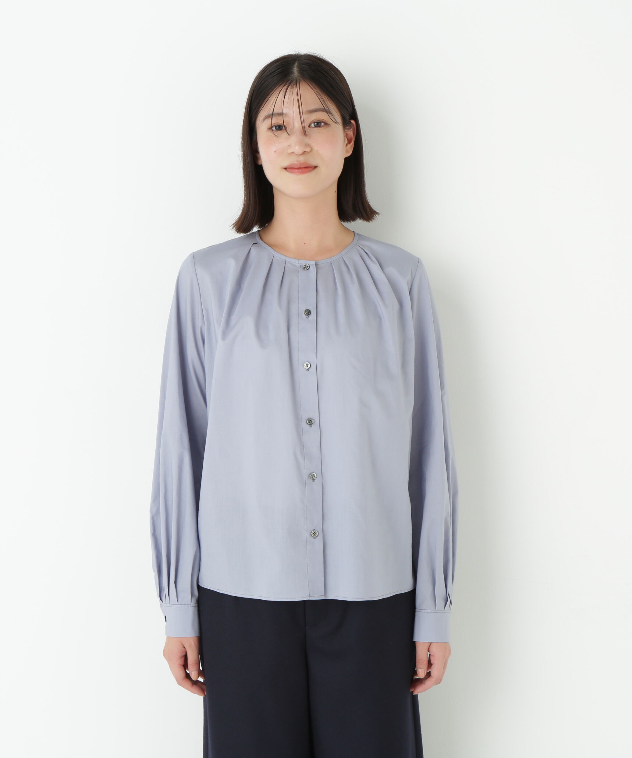  「◆ノーカラータックブラウス」|シャツ・ブラウス|