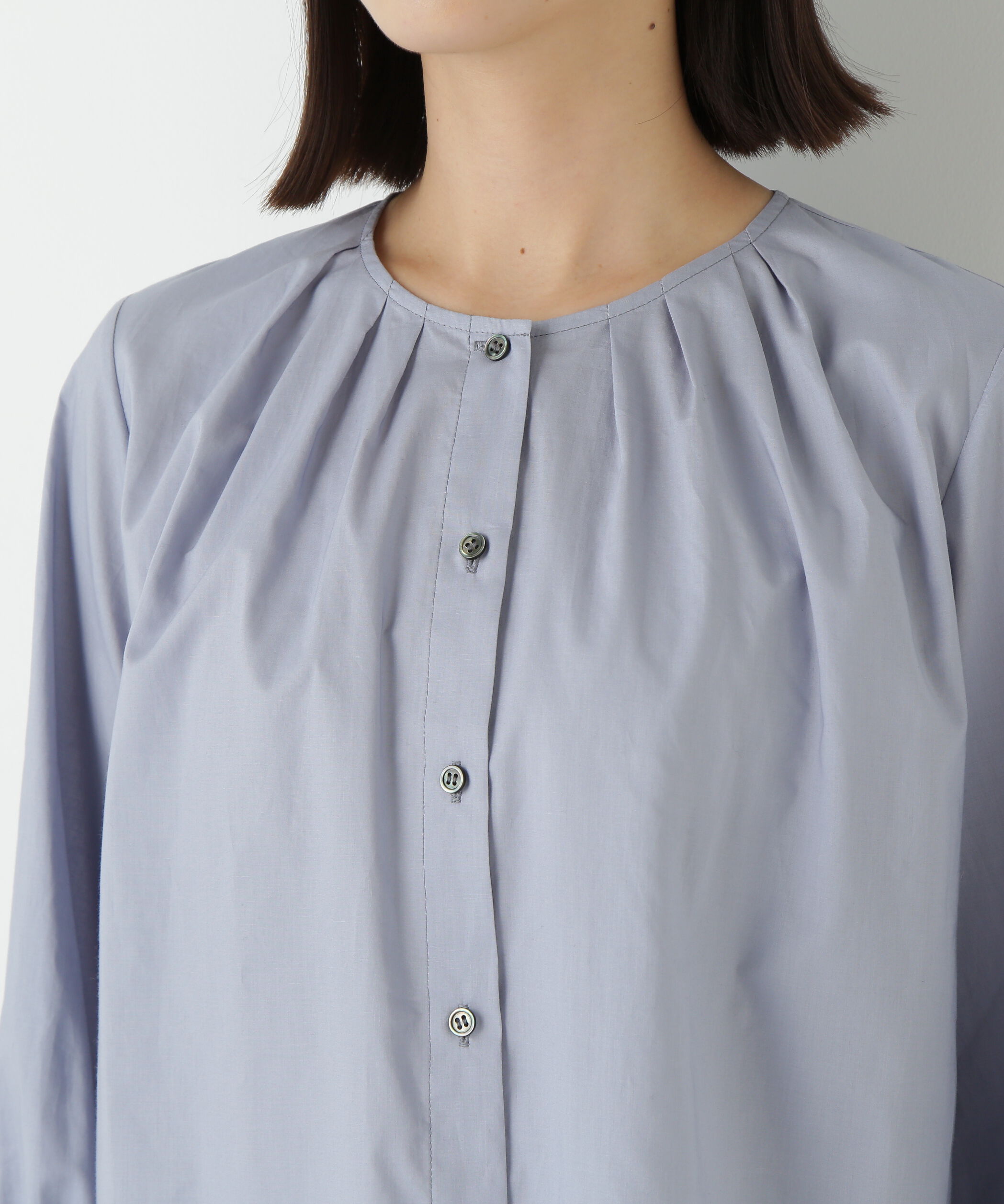  「◆ノーカラータックブラウス」|シャツ・ブラウス|