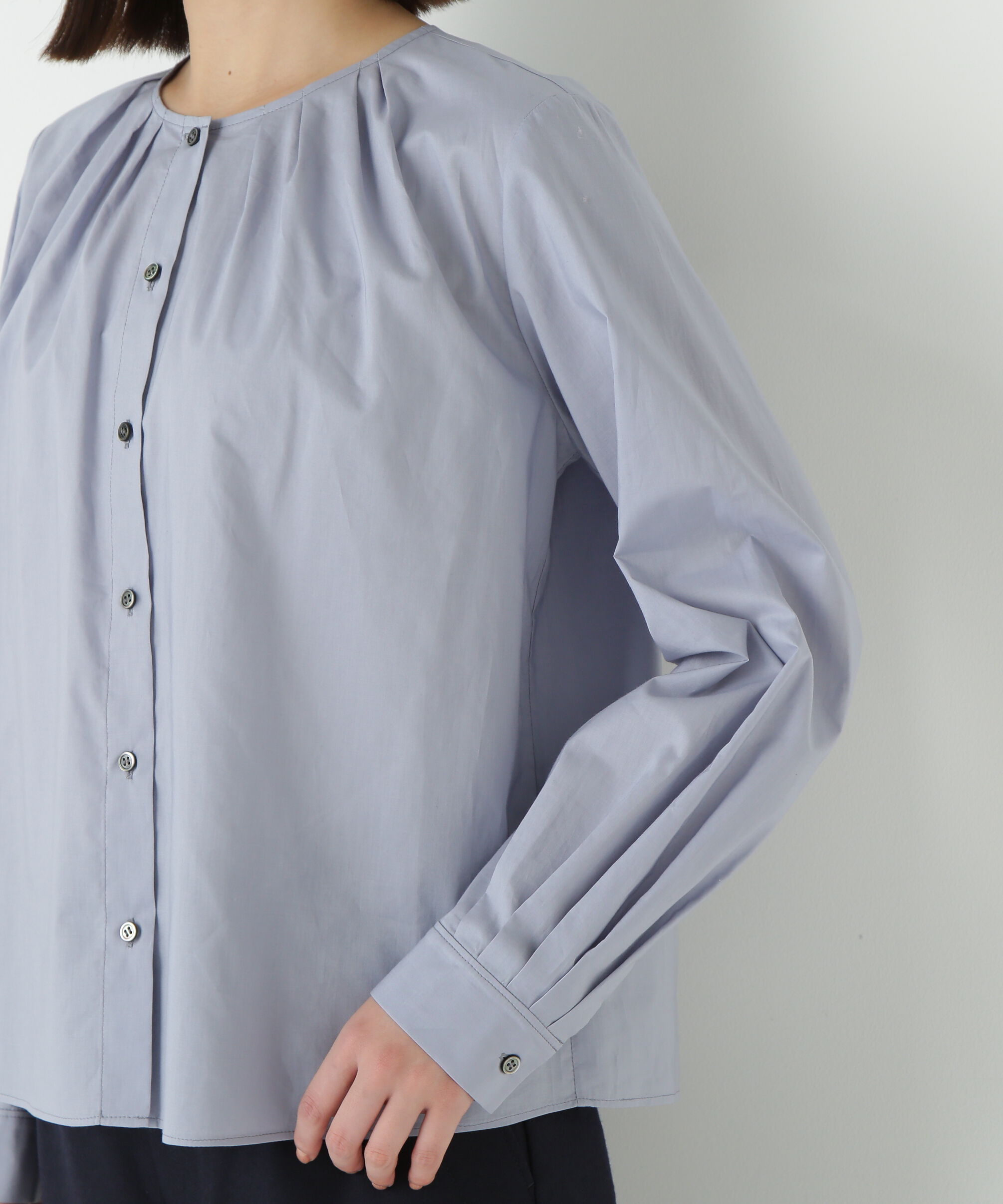  「◆ノーカラータックブラウス」|シャツ・ブラウス|