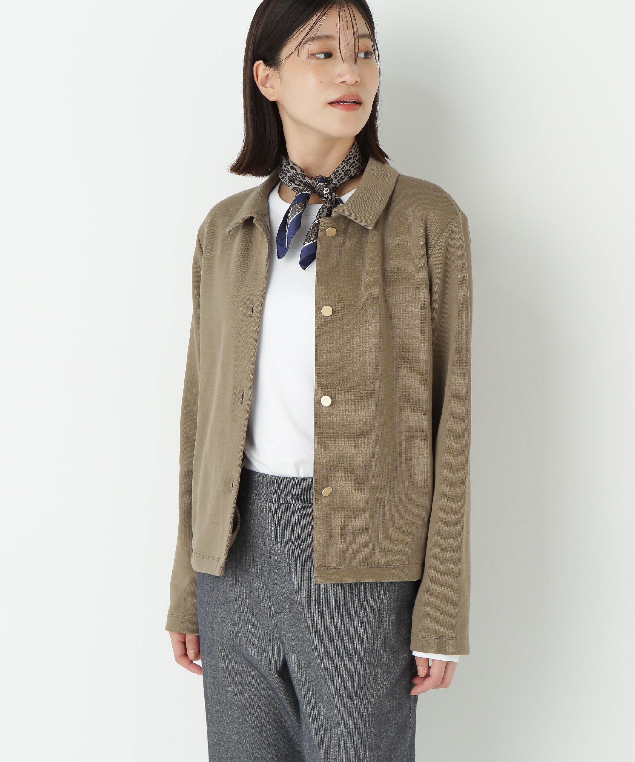  「◆リブダンボールニットステンカラーカーディガン」|Tシャツ・カットソー|