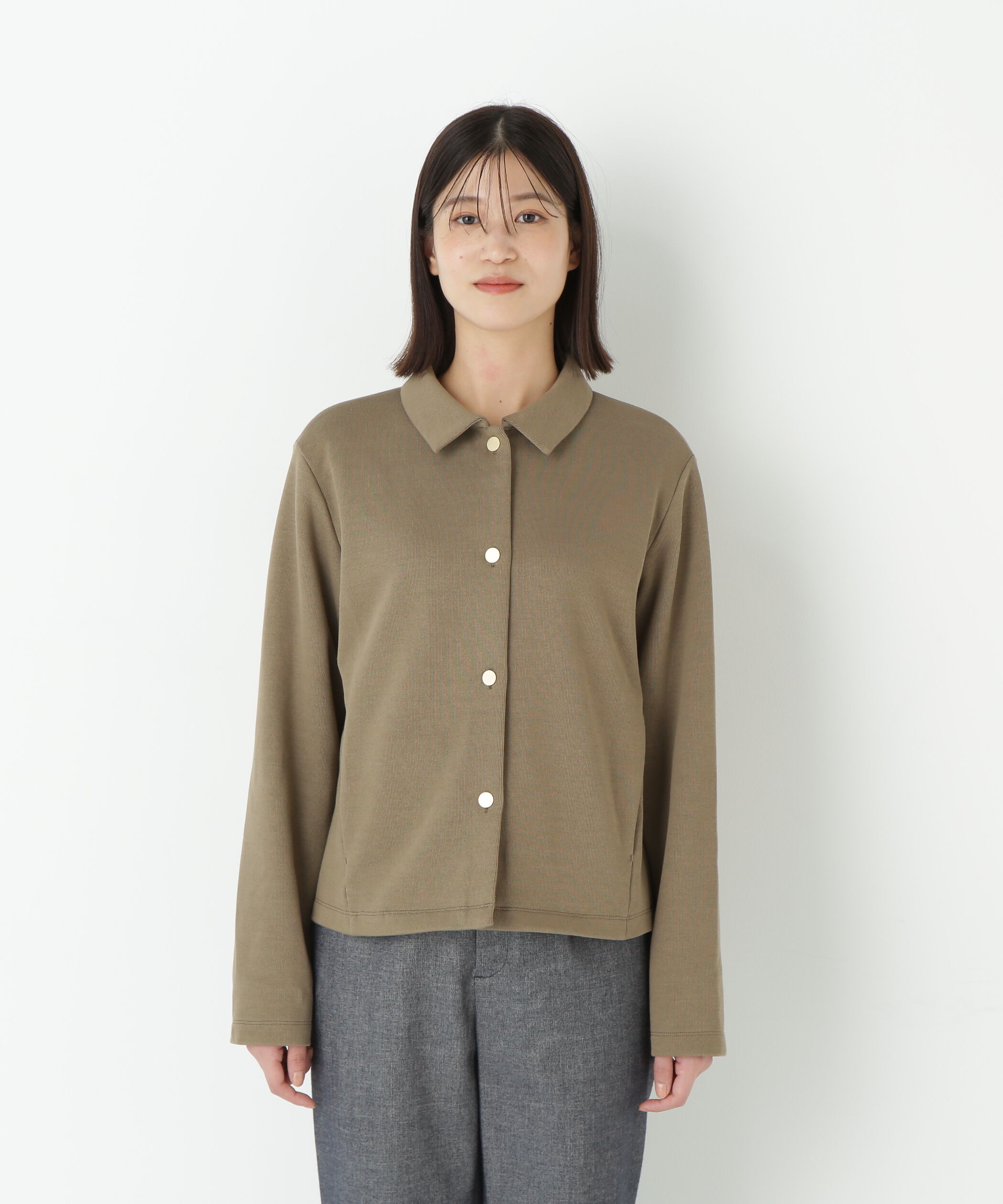  「◆リブダンボールニットステンカラーカーディガン」|Tシャツ・カットソー|