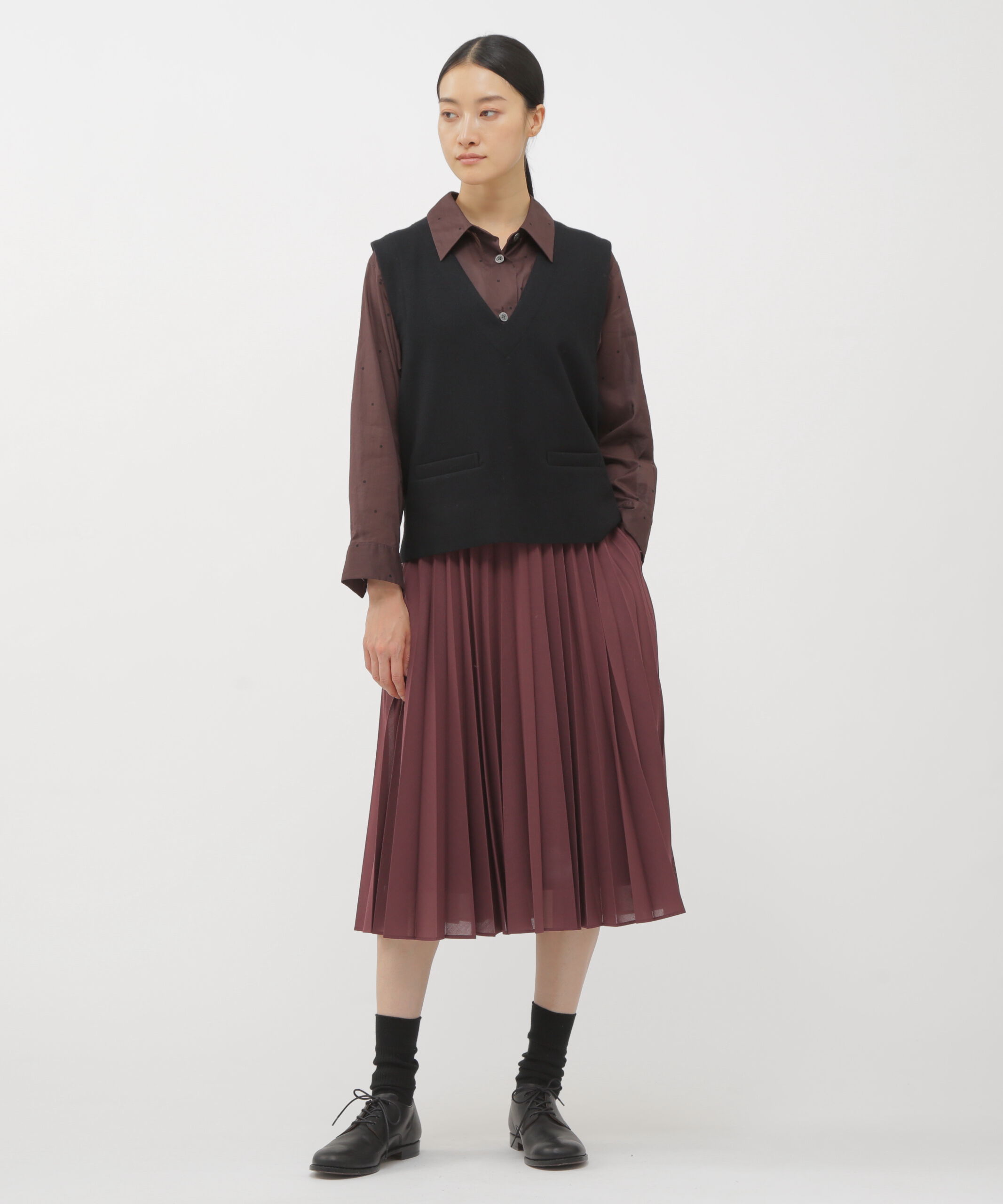  「SHEER WOOL POLYESTER SKIRT」|スカート|PALE PURPLE1