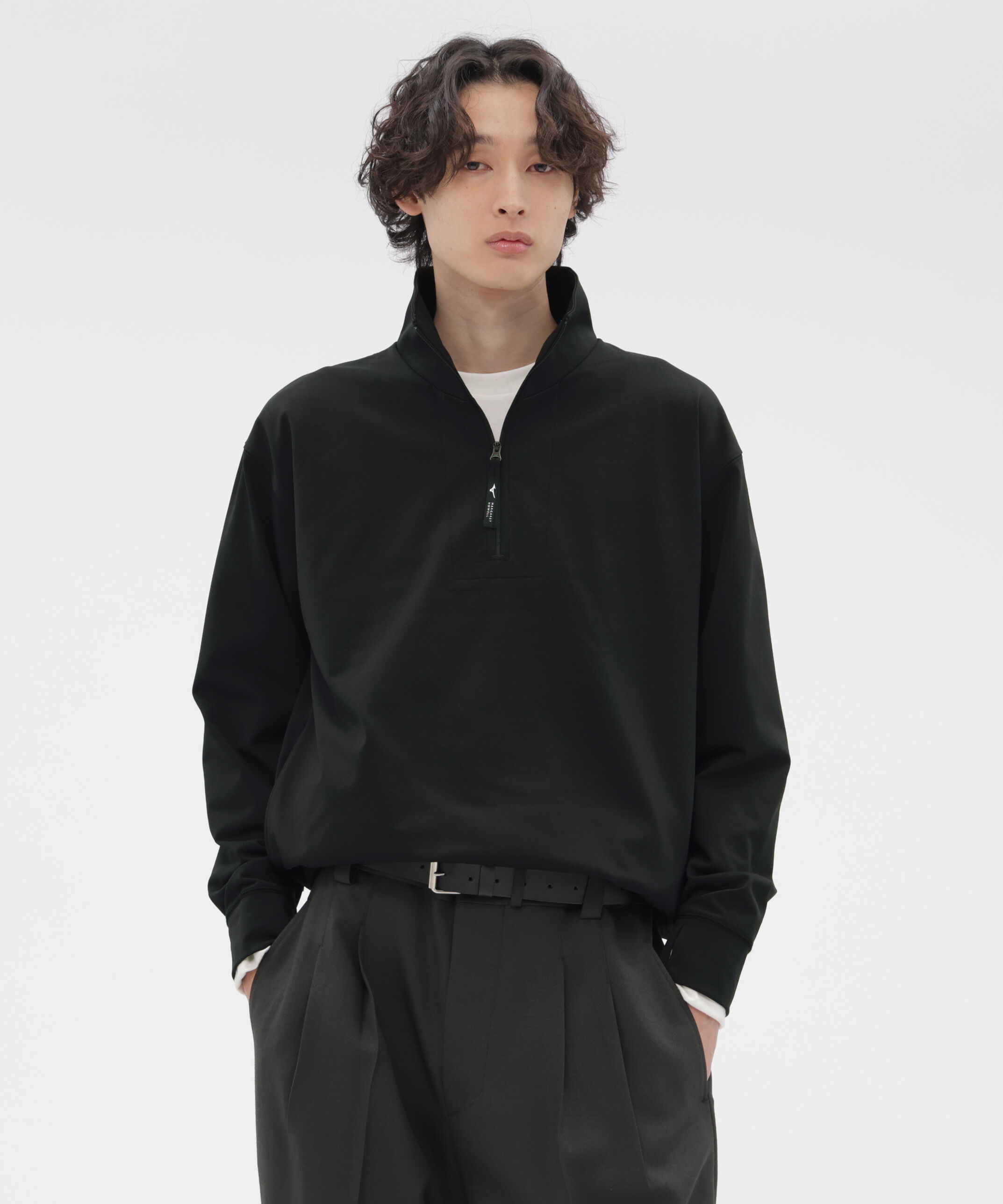 MARGARET HOWELL「HIGHDENCE POLYESTER JERSEY TOP」|Tシャツ・カットソー|BLACK