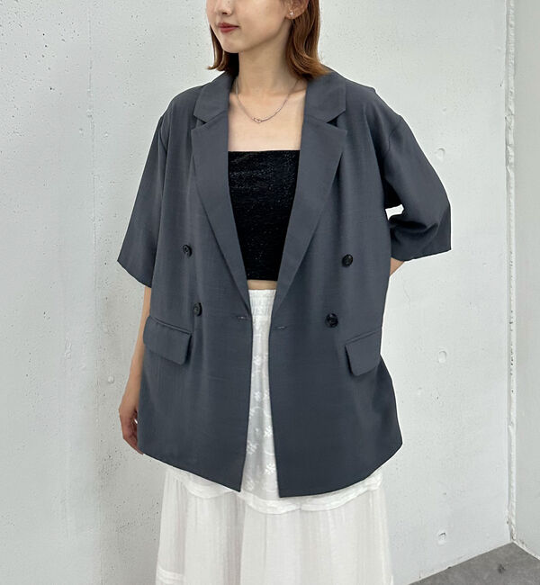 archives「ハーフスリーブ麻調テーラードジャケット」|テーラードジャケット|GRAY
