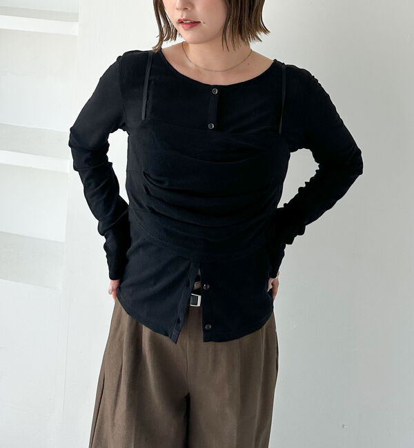 archives「シアーベロアタックビスチェアンサンブル」|カーディガン|BLACK