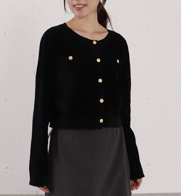 archives「ベロアライク金ボタンニットカーディガン」|カーディガン|