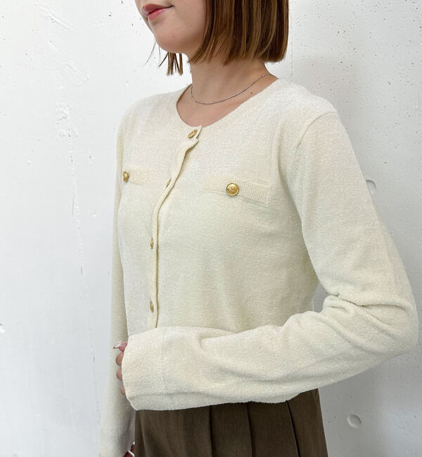 archives「ベロアライク金ボタンニットカーディガン」|カーディガン|