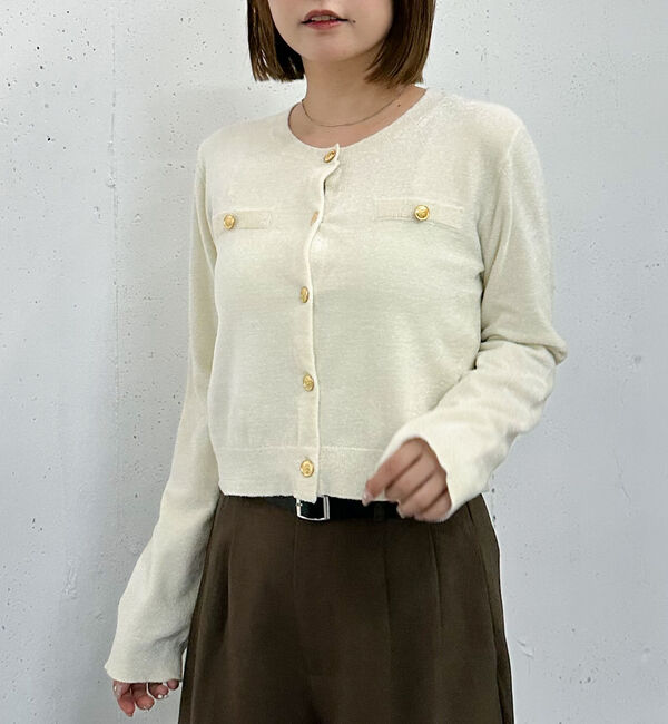 archives「ベロアライク金ボタンニットカーディガン」|カーディガン|