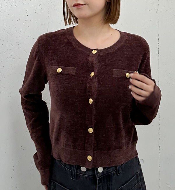 archives「ベロアライク金ボタンニットカーディガン」|カーディガン|