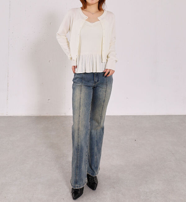 archives「ハリヌキフリルニットカーデアンサンブル」|カーディガン|