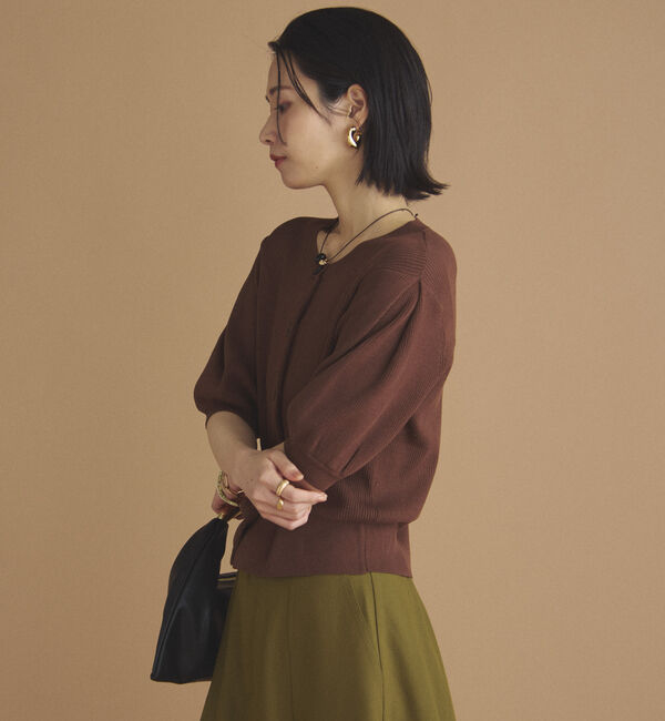 Doux archives「五分袖ニットカーディガン」|カーディガン|