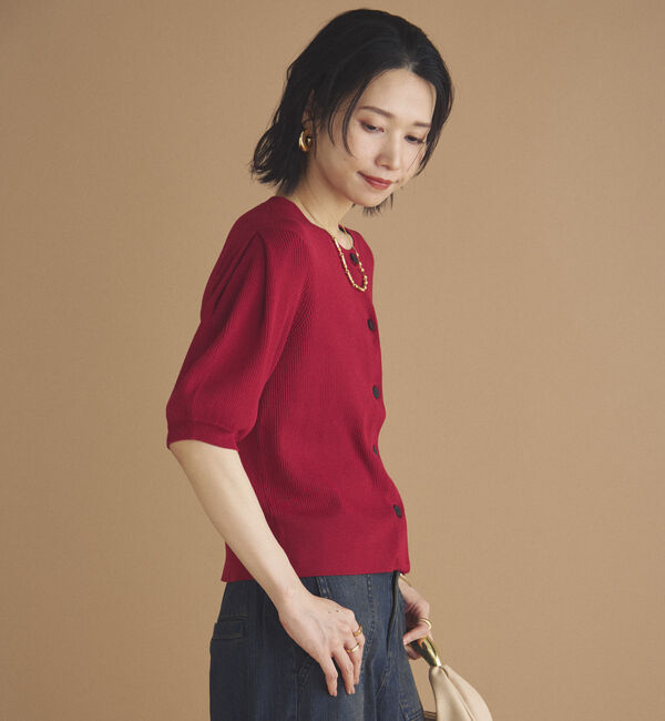 Doux archives「五分袖ニットカーディガン」|カーディガン|