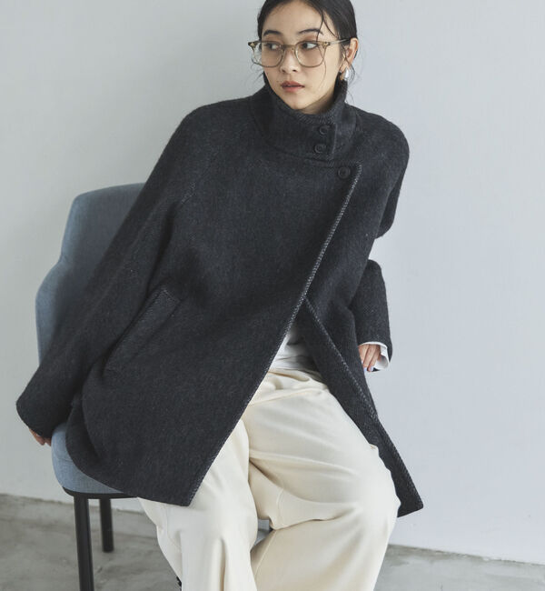 Doux archives「シャギースタンドオーバーコート」|ダッフルコート|CHARCOAL GRAY