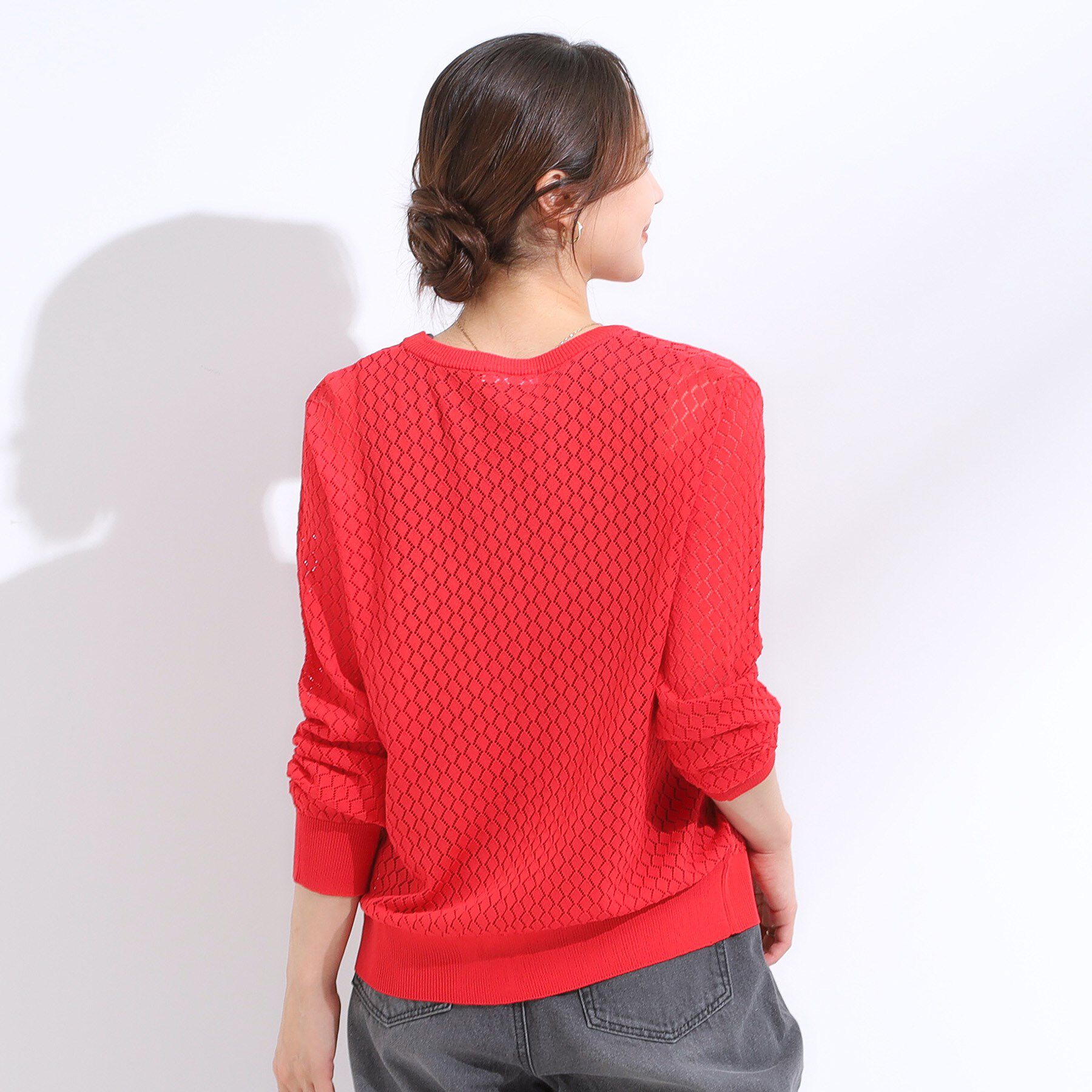 SHOO･LA･RUE「【S-LL】透かし編みが大人上品 マルチボタンニットカーディガン」|カーディガン|