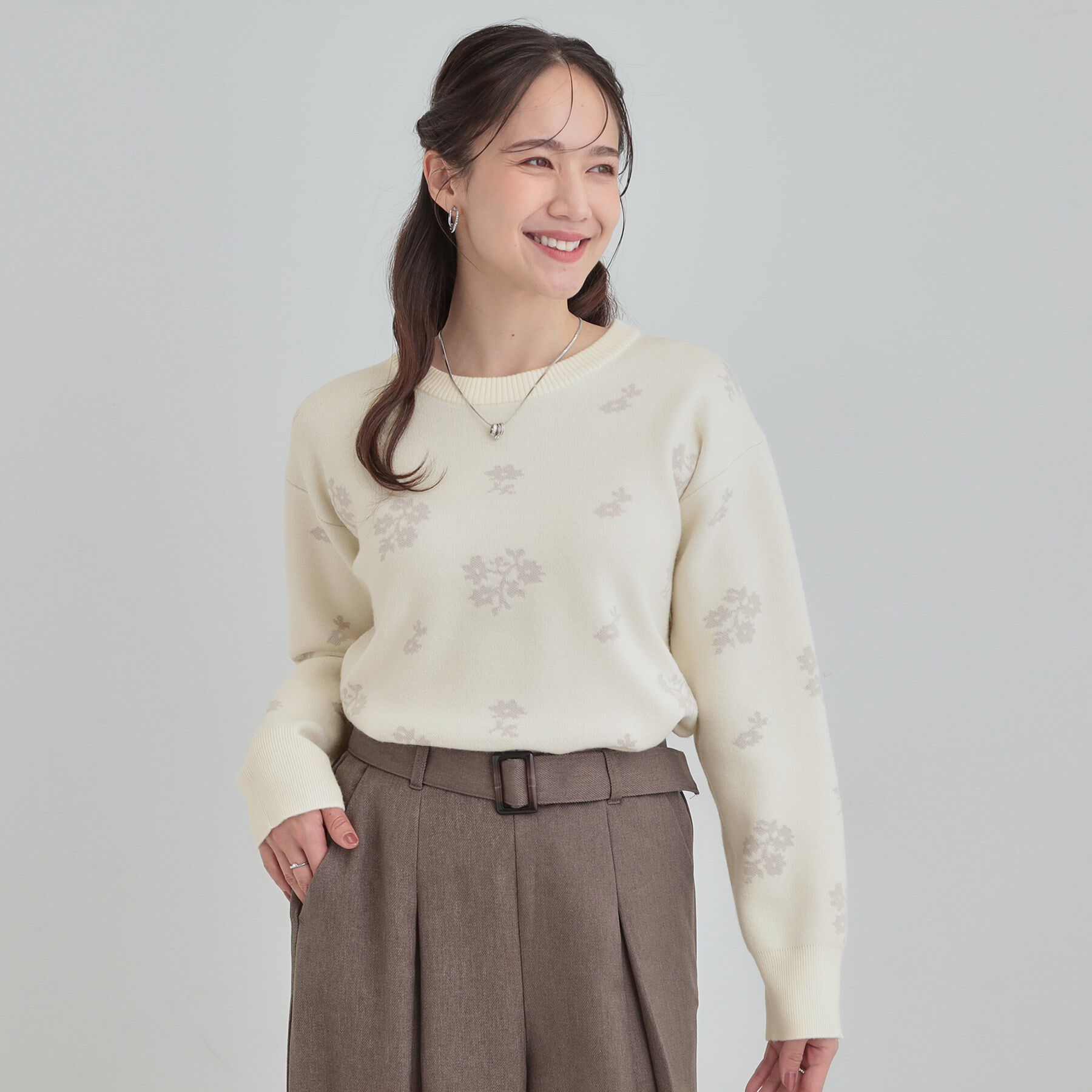 SHOO･LA･RUE「【S-LL】大人上品な レトロフラワーニット」|ニット・セーター|