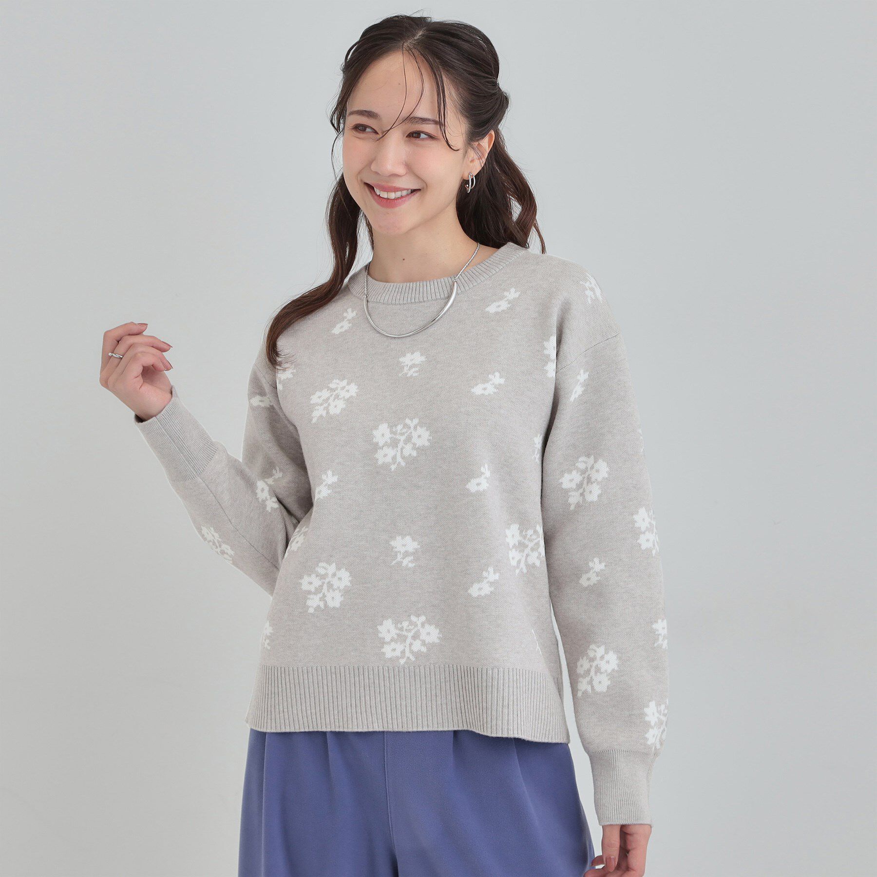 SHOO･LA･RUE「【S-LL】大人上品な レトロフラワーニット」|ニット・セーター|