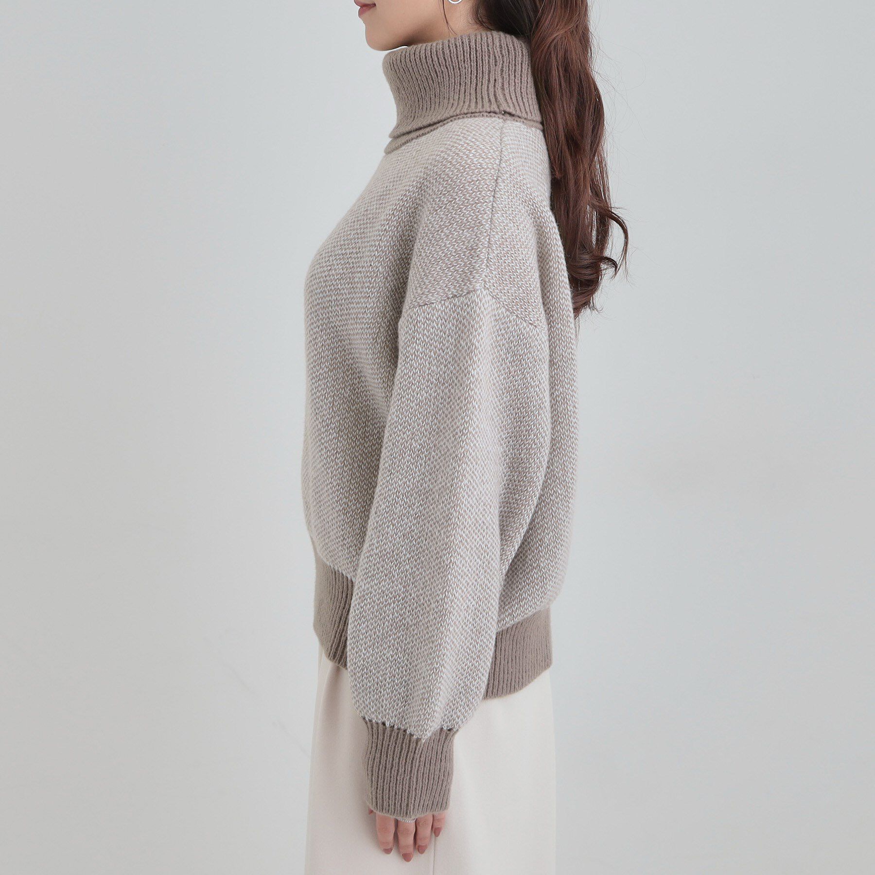 SHOO･LA･RUE「【S-LL】さりげないラメ感 配色ジャカード タートルネックニット」|ニット・セーター|