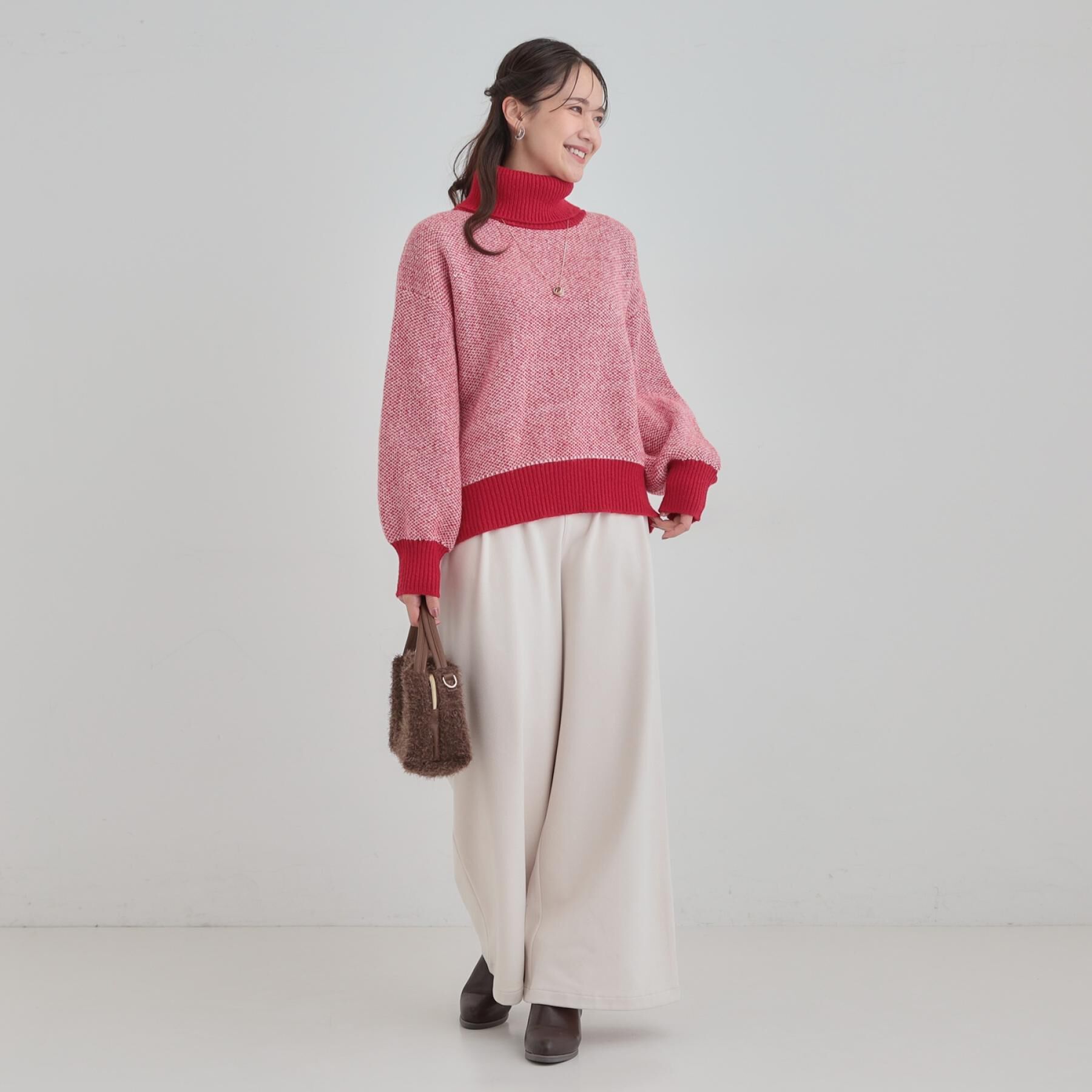 SHOO･LA･RUE「【S-LL】さりげないラメ感 配色ジャカード タートルネックニット」|ニット・セーター|