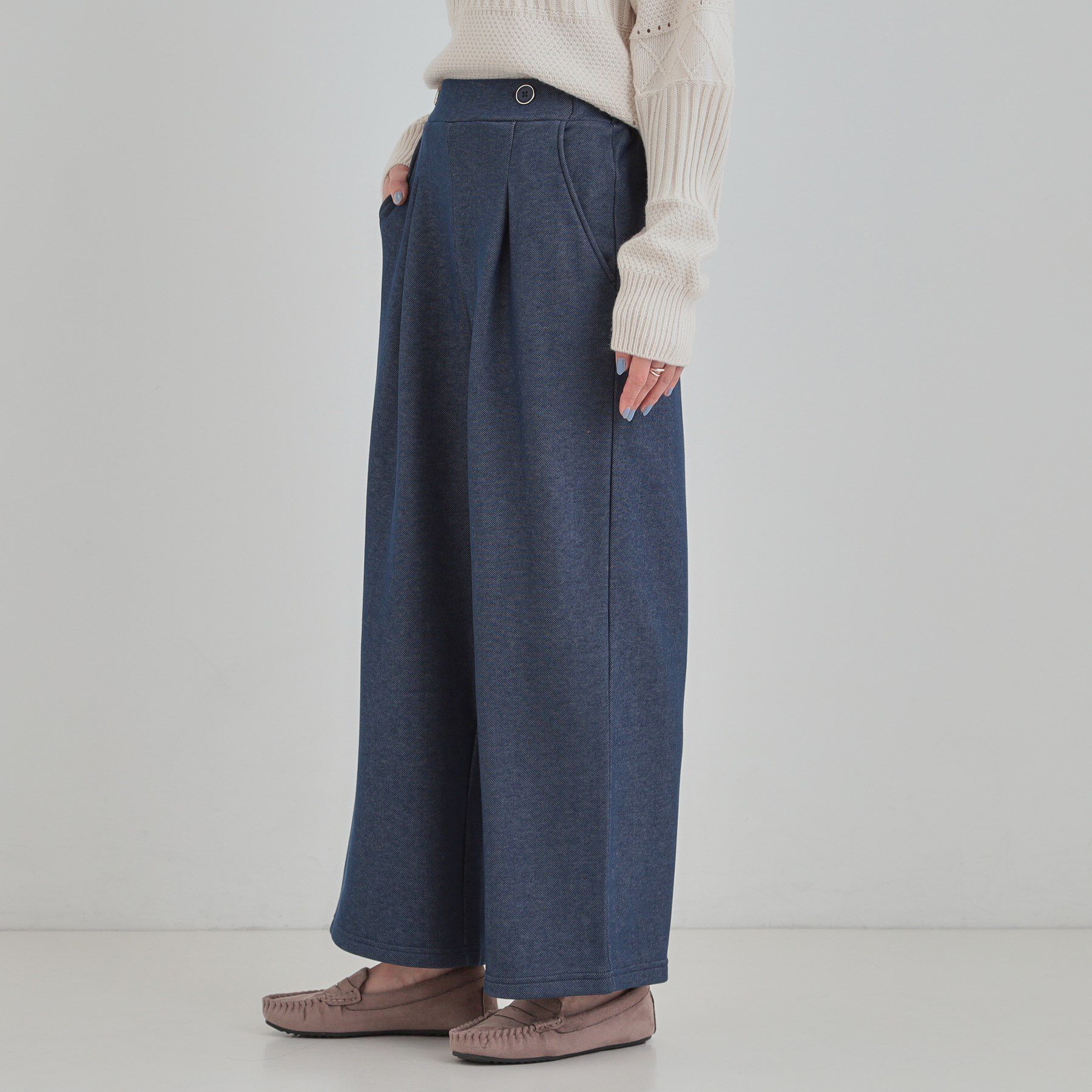 SHOO･LA･RUE「【あったか/S-LL】デニム風裏起毛ワイドパンツ」|その他|