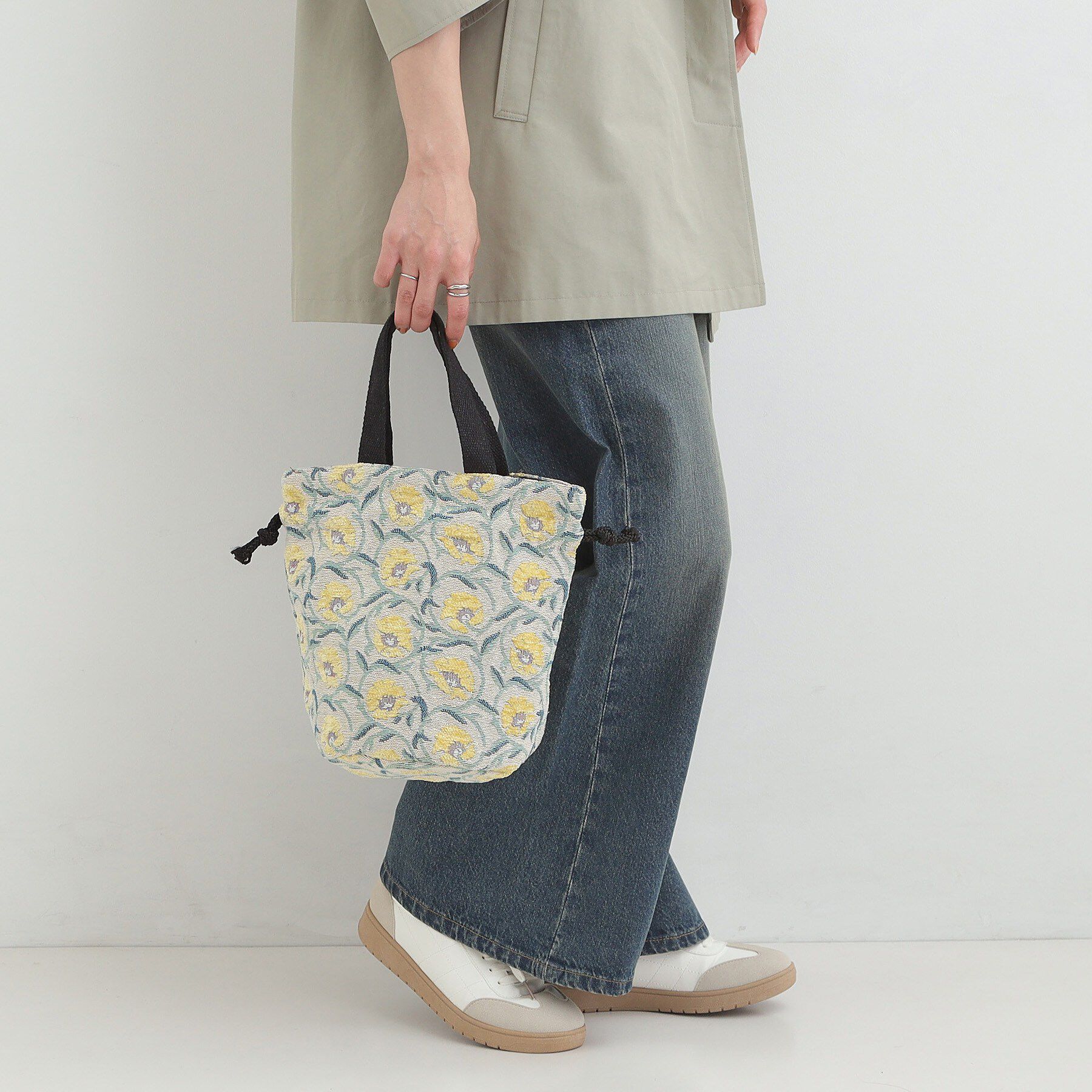 SHOO･LA･RUE「【インド製】ジャカード巾着バッグ」|トートバッグ|イエロー(432)