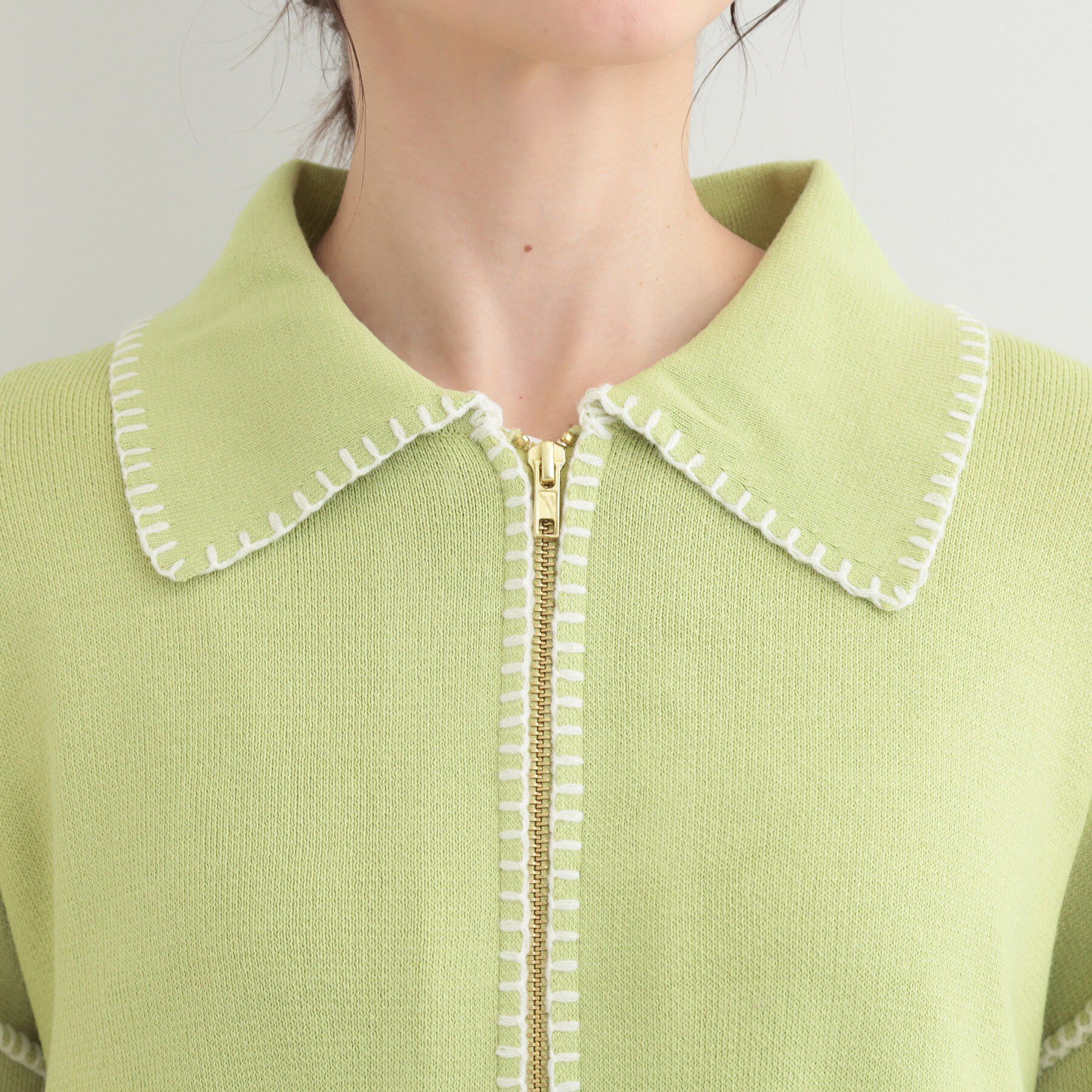 SHOO･LA･RUE「ステッチ衿付きジップニットカーディガン」|カーディガン|