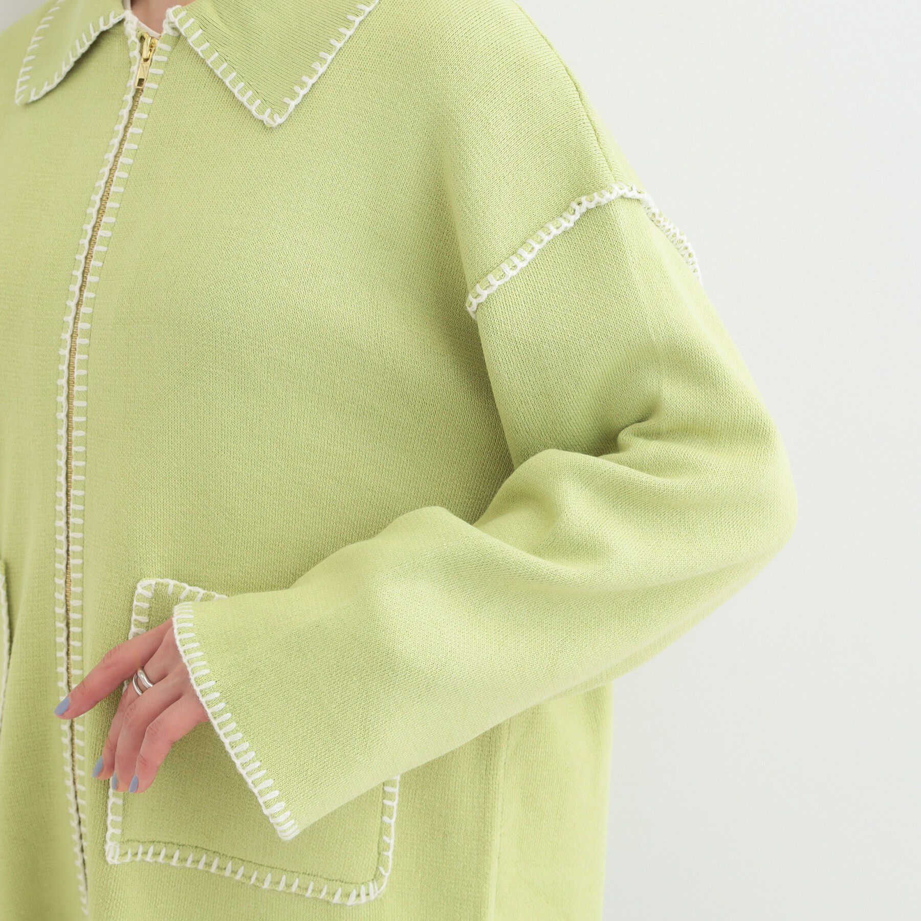 SHOO･LA･RUE「ステッチ衿付きジップニットカーディガン」|カーディガン|