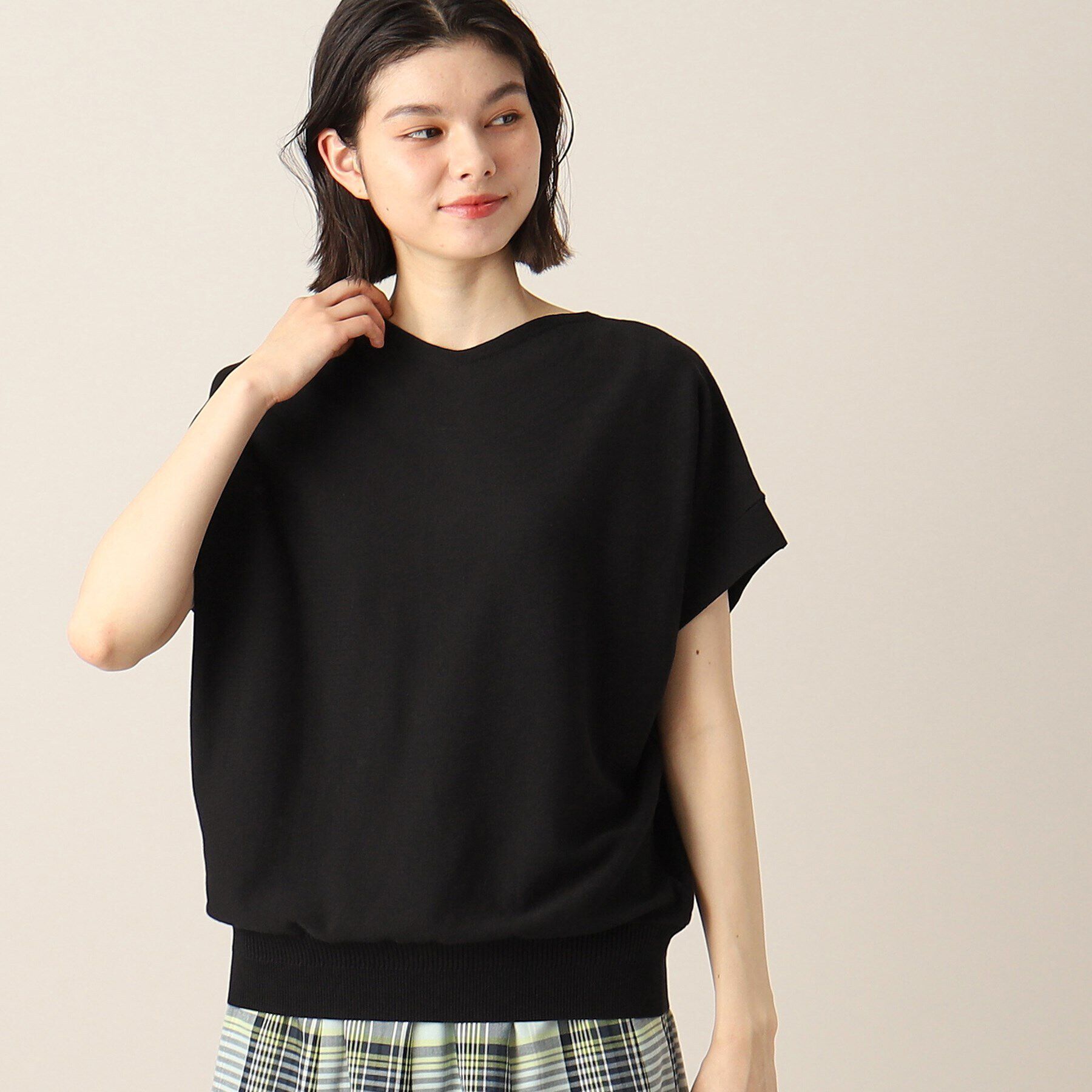 Dessin「【洗える】浅Vネックフレンチスリーブニット」|ニット・セーター|