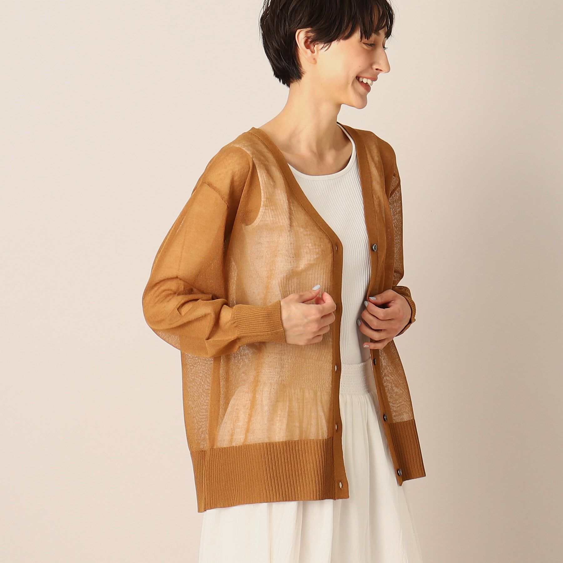 Dessin「【洗える】リネンブレンドVネックカーディガン」|カーディガン|