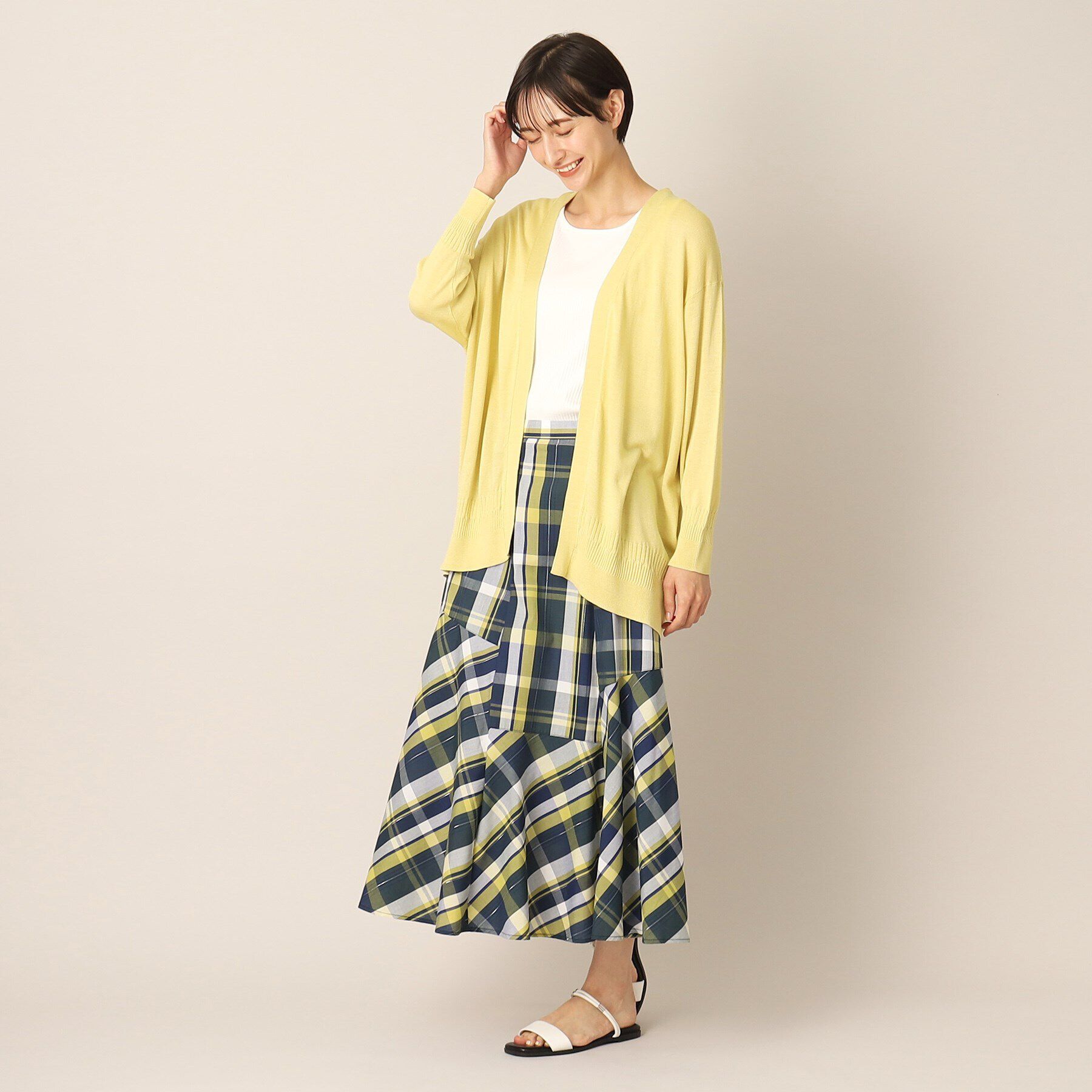 Dessin「【洗える】ラメチェック切替マーメイドスカート」|スカート|