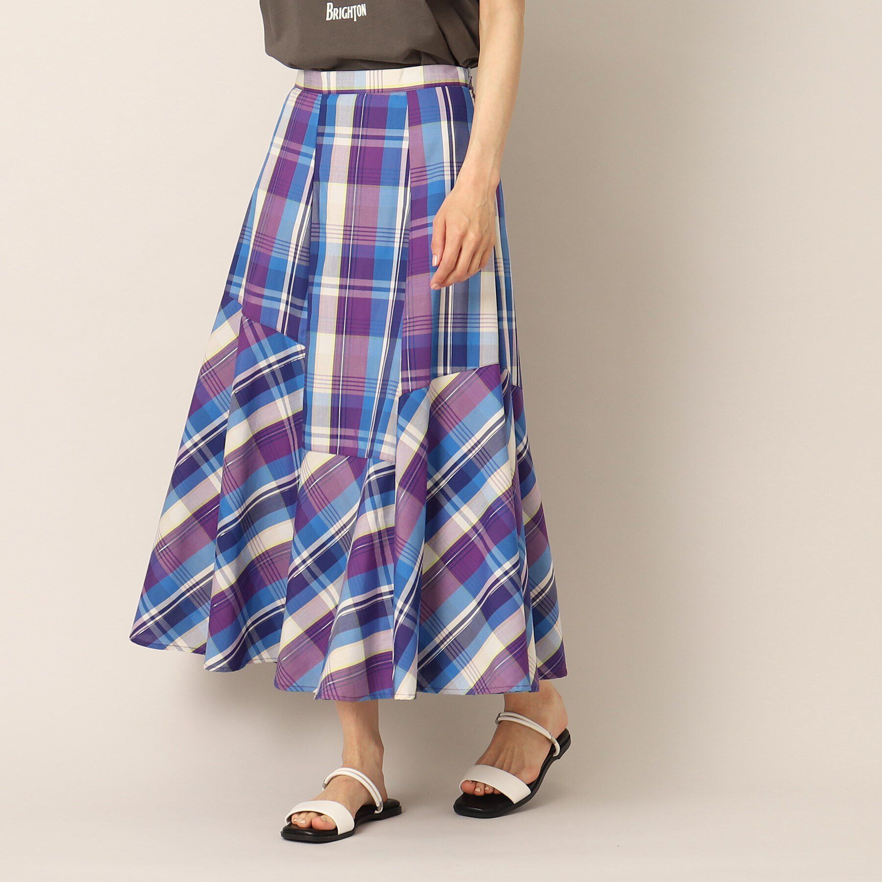 Dessin「【洗える】ラメチェック切替マーメイドスカート」|スカート|パープル(281)
