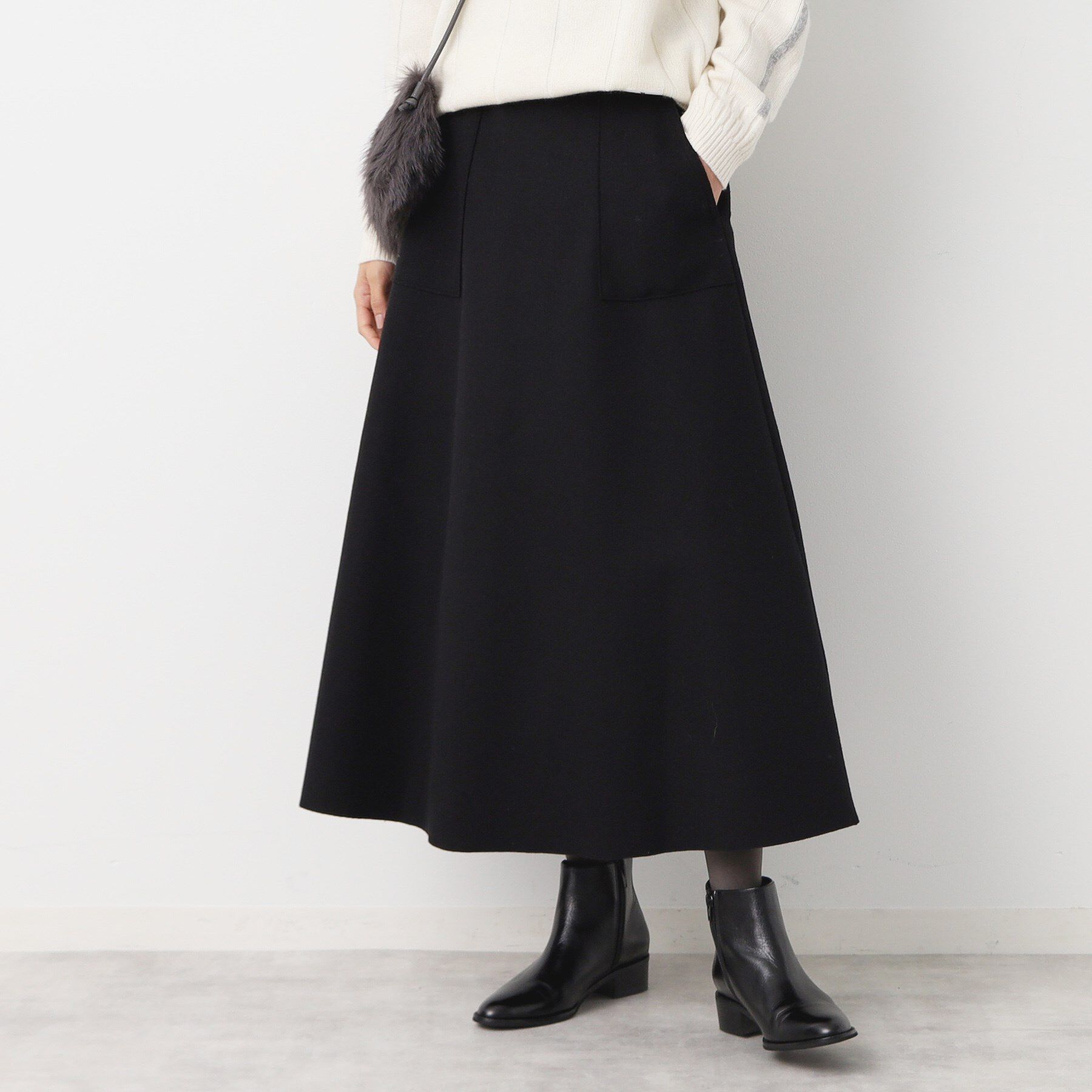 Dessin「【7色展開・後ろゴム】フレアメルトンスカート（XS～L）」|スカート|ブラック(019)