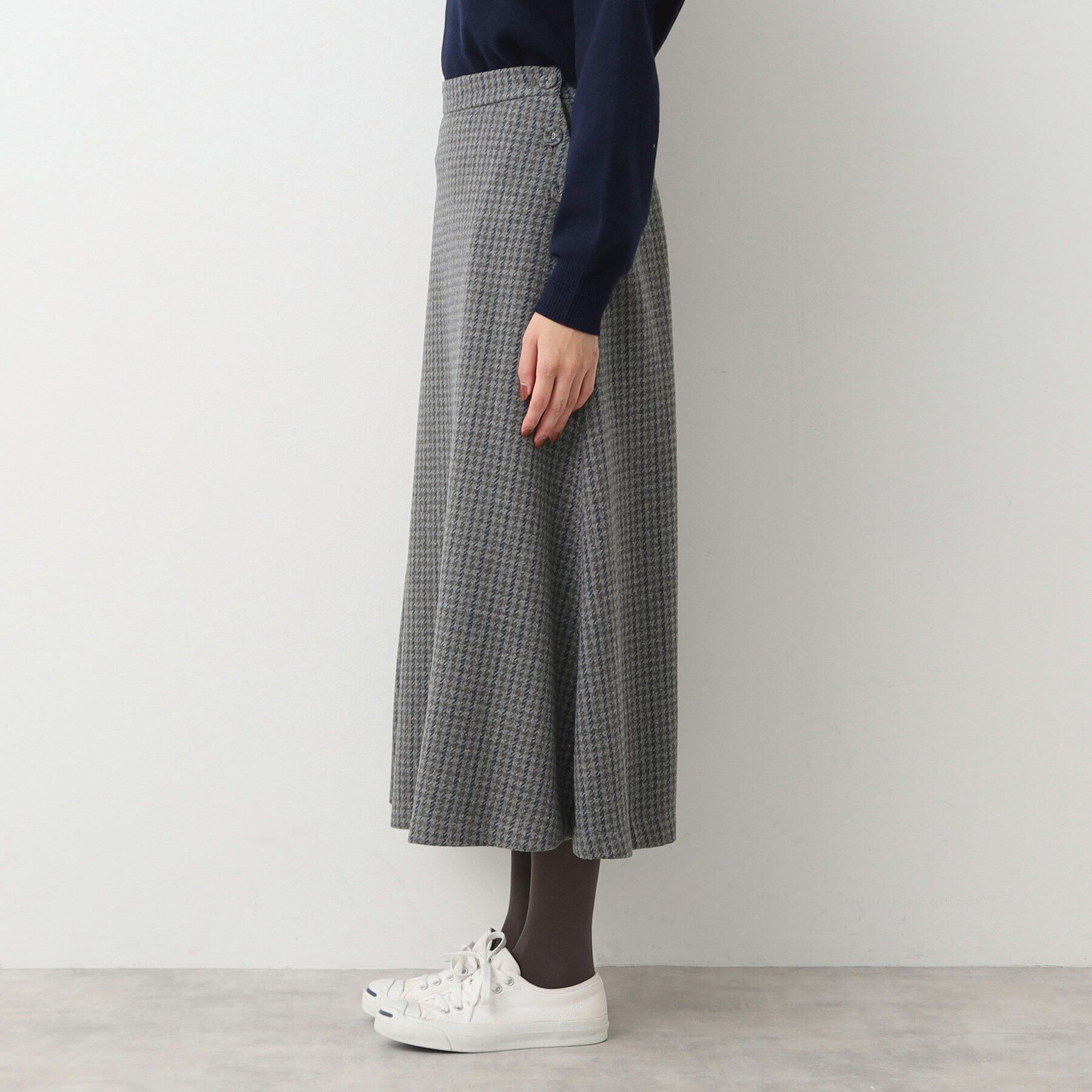 Dessin「【洗える・4サイズ展開】サイドボタン付きチェック柄フレアースカート（XS～L）」|スカート|