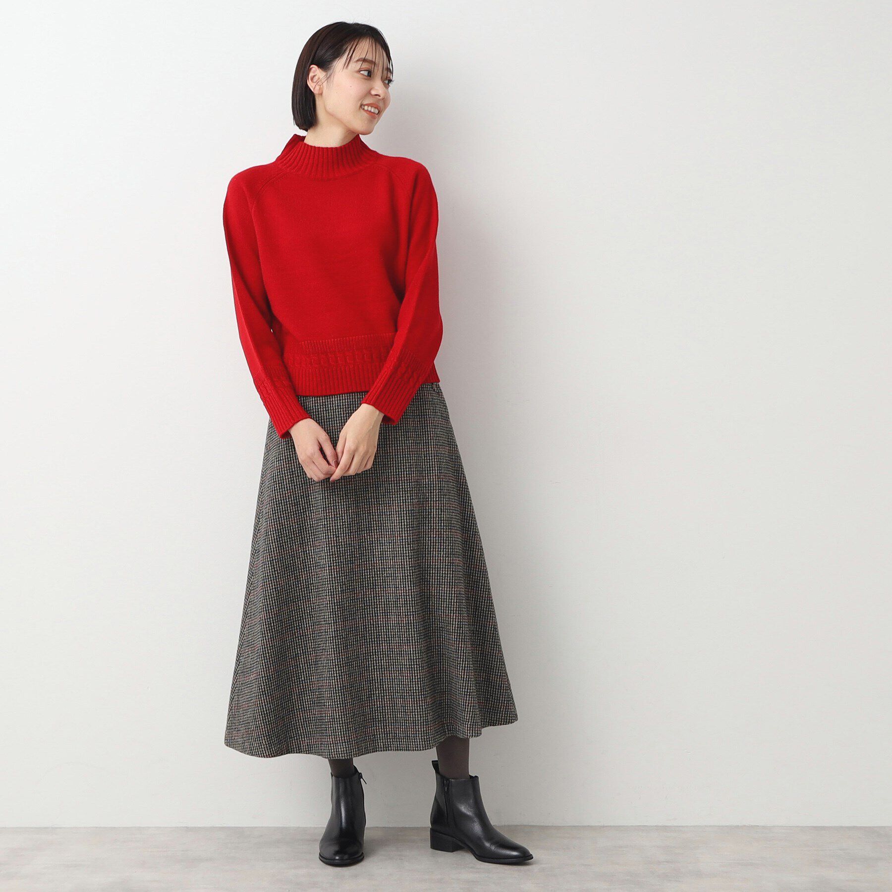 Dessin「【洗える・4サイズ展開】サイドボタン付きチェック柄フレアースカート（XS～L）」|スカート|