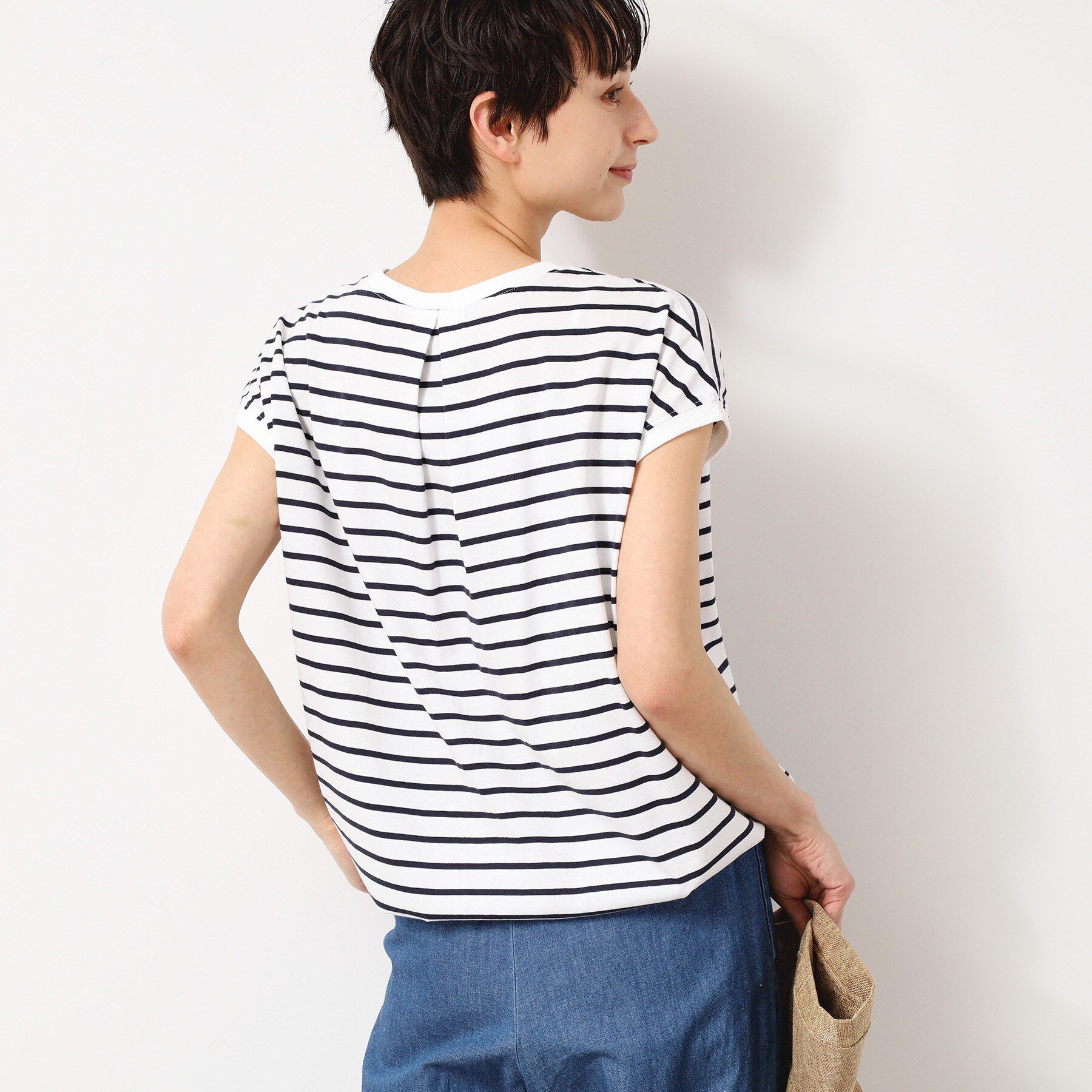 Dessin「【洗える・UV】ドローコード付きフレンチスリーブカットソー」|Tシャツ・カットソー|ブルー(193)