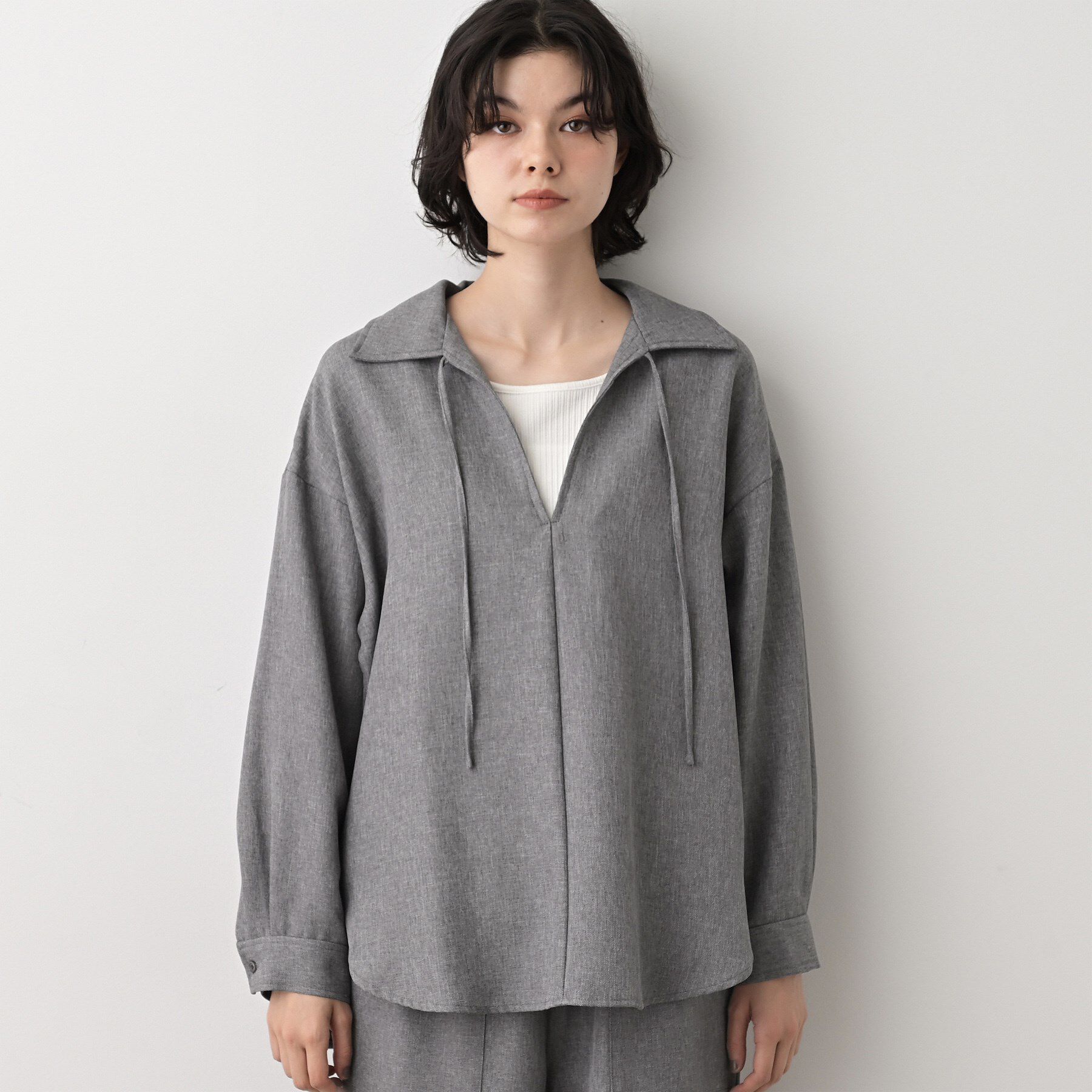 Dessin「【セットアップ可/洗える】ツイードライクスキッパーシャツ」|シャツ・ブラウス|