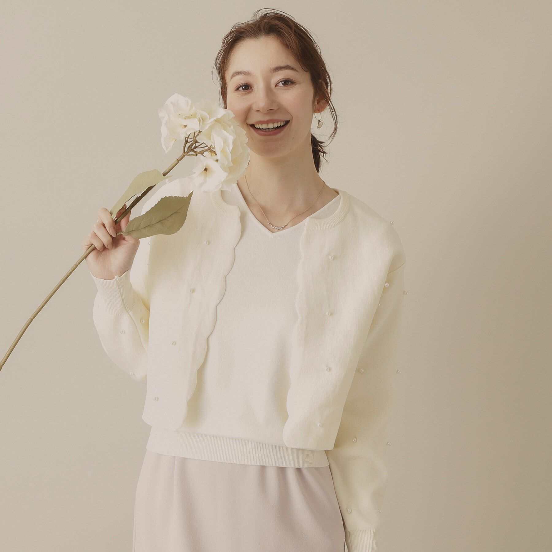 ITS&rsquo;DEMO「【手洗い可】パール調スカラップカーデ」|カーディガン|