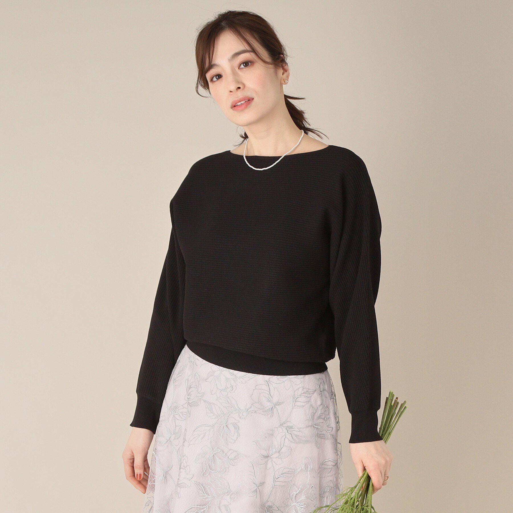 ITS&rsquo;DEMO「【アンチピリング／洗濯機OK】リブドルマンニット」|ニット・セーター|ブラック(019)