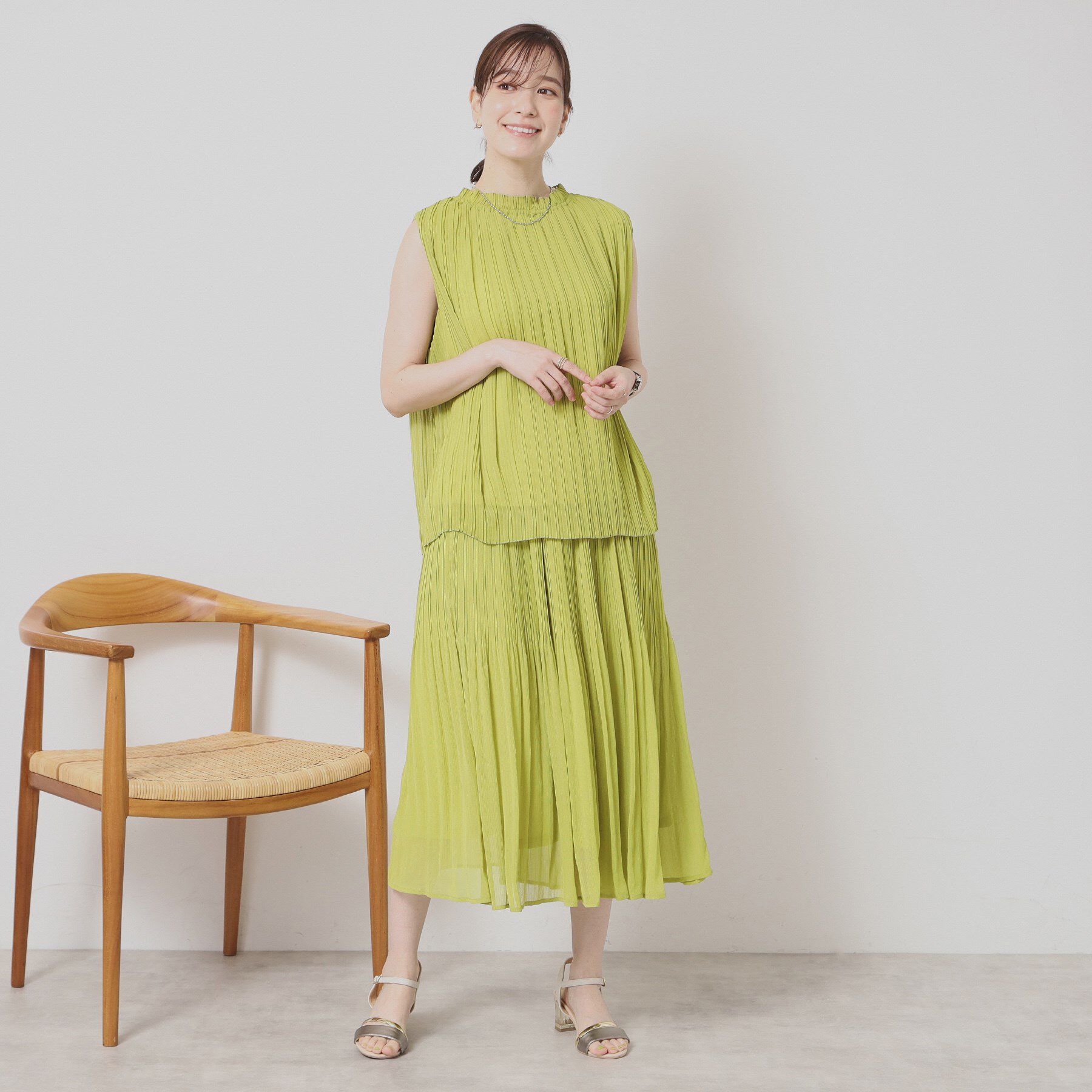 ITS&rsquo;DEMO「【手洗い可／ウエストゴム】楊柳プリーツスカート」|スカート|