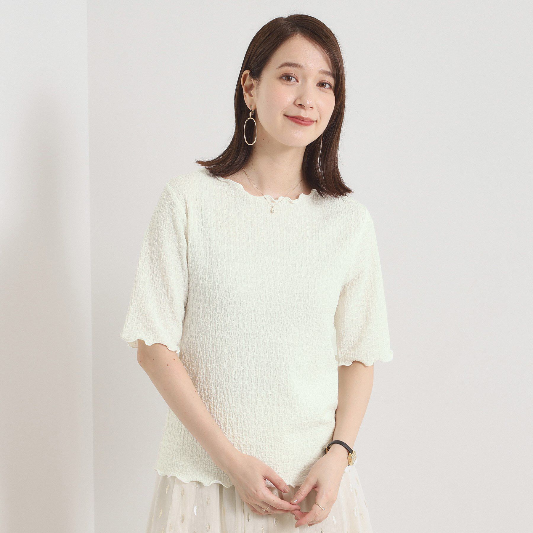 ITS&rsquo;DEMO「【手洗い可】シャーリングジャカードプルオーバー」|Tシャツ・カットソー|