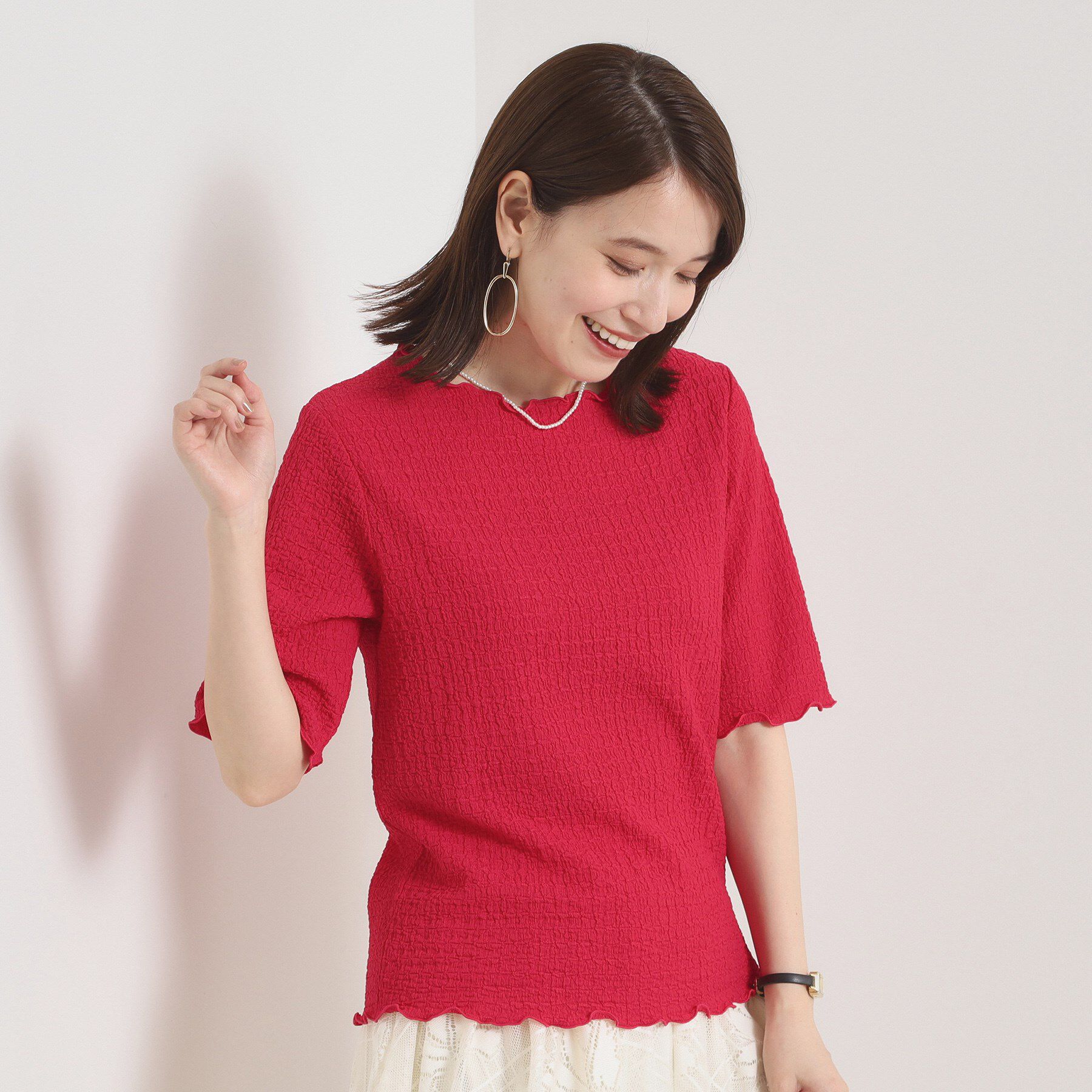 ITS&rsquo;DEMO「【手洗い可】シャーリングジャカードプルオーバー」|Tシャツ・カットソー|