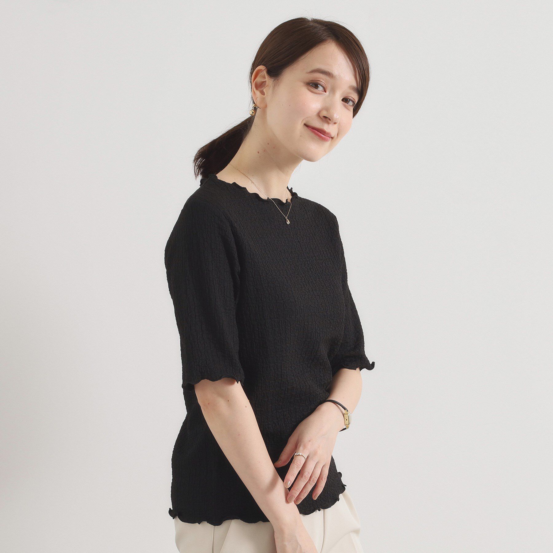 ITS&rsquo;DEMO「【手洗い可】シャーリングジャカードプルオーバー」|Tシャツ・カットソー|