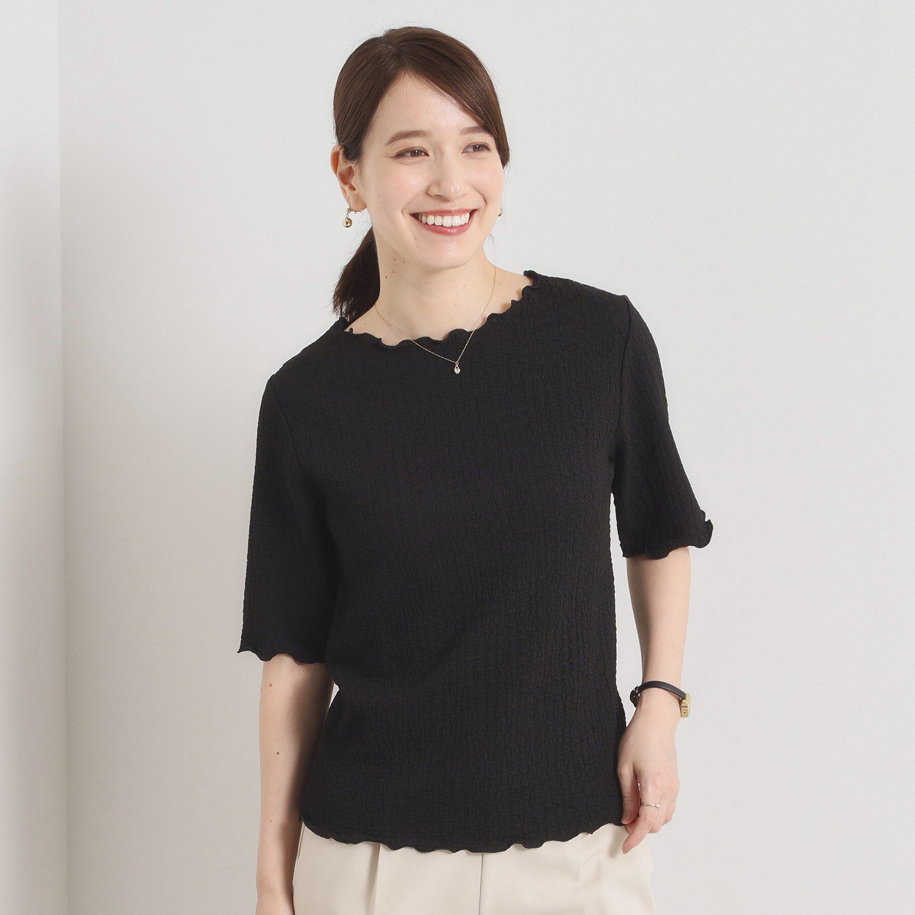 ITS&rsquo;DEMO「【手洗い可】シャーリングジャカードプルオーバー」|Tシャツ・カットソー|