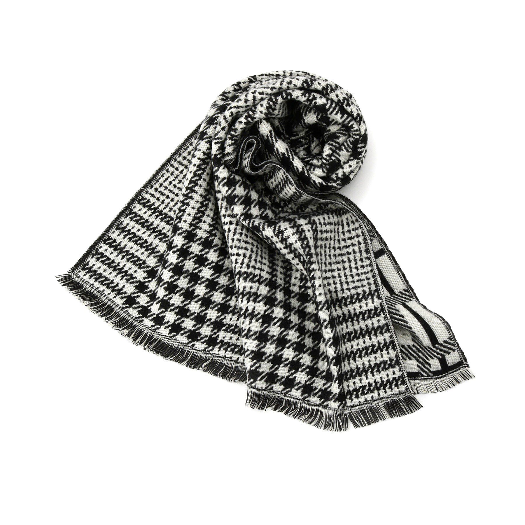 ITS&rsquo;DEMO「【手洗い可】ラメチェック切替ストール」|ストール|ブラック(219)